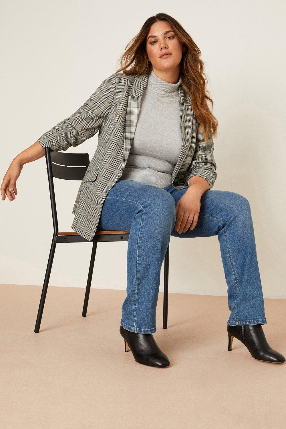 plus size check blazer