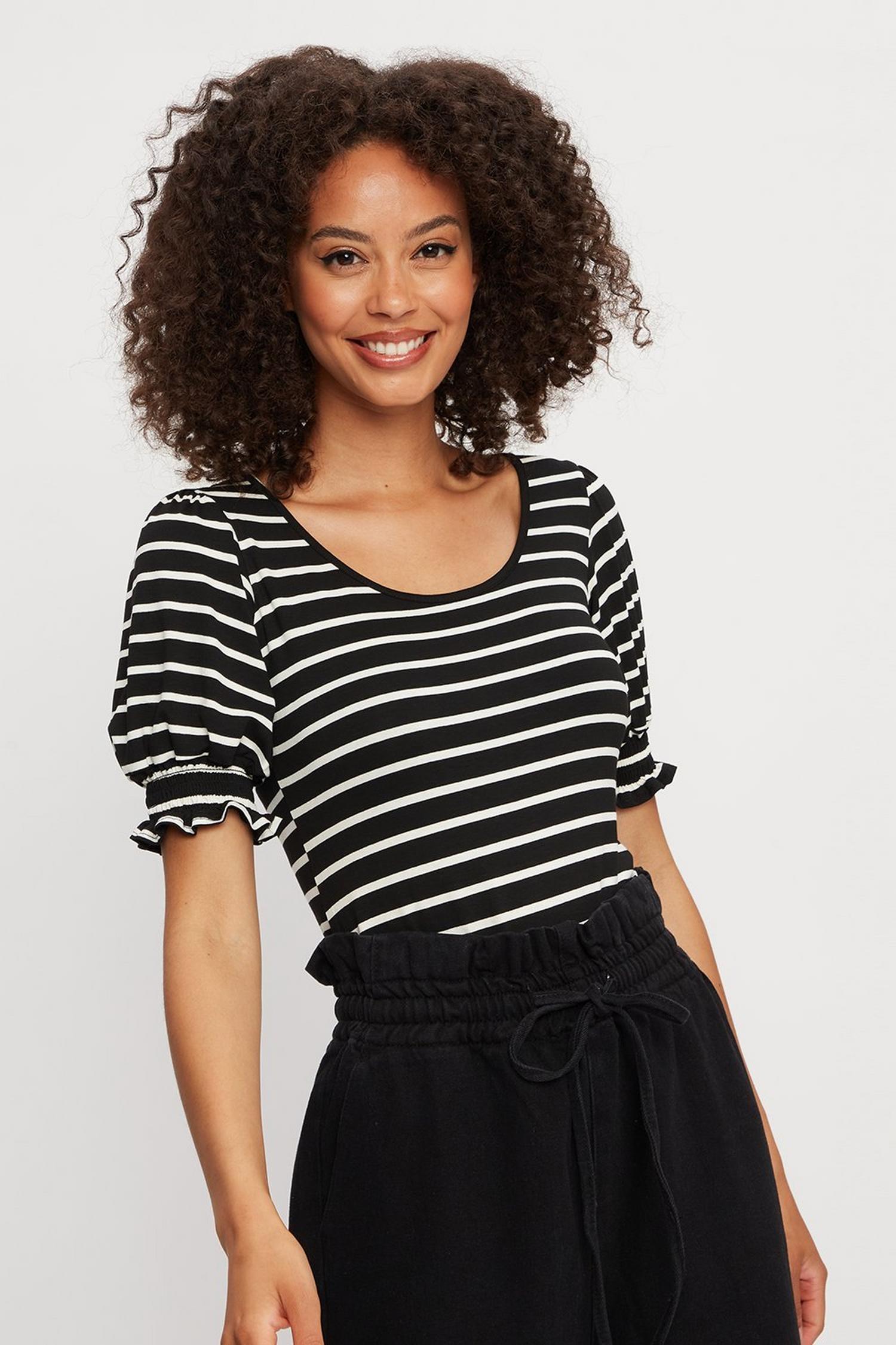 puff sleeve shirred top