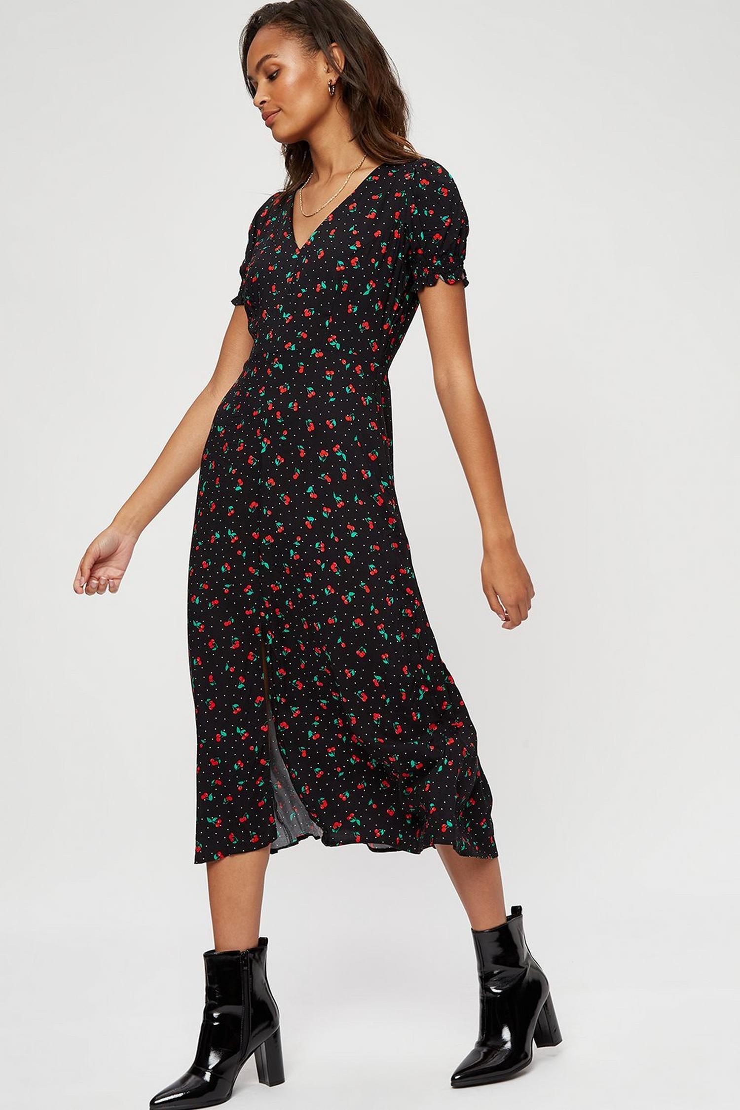 v neck midi shirt dress