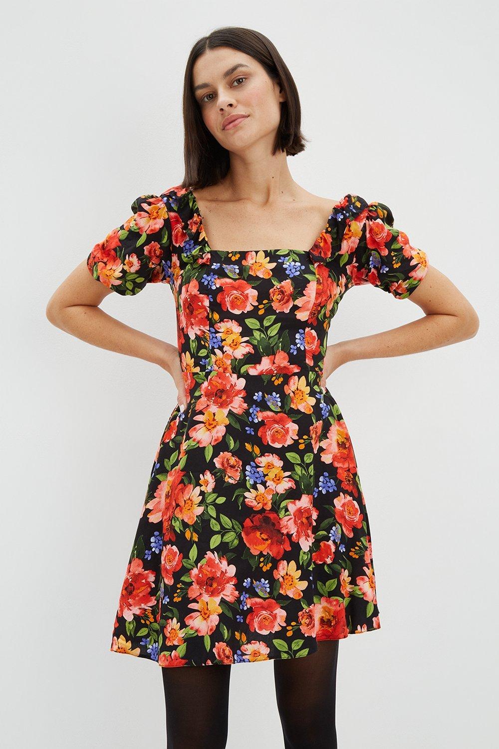 bright floral mini dress