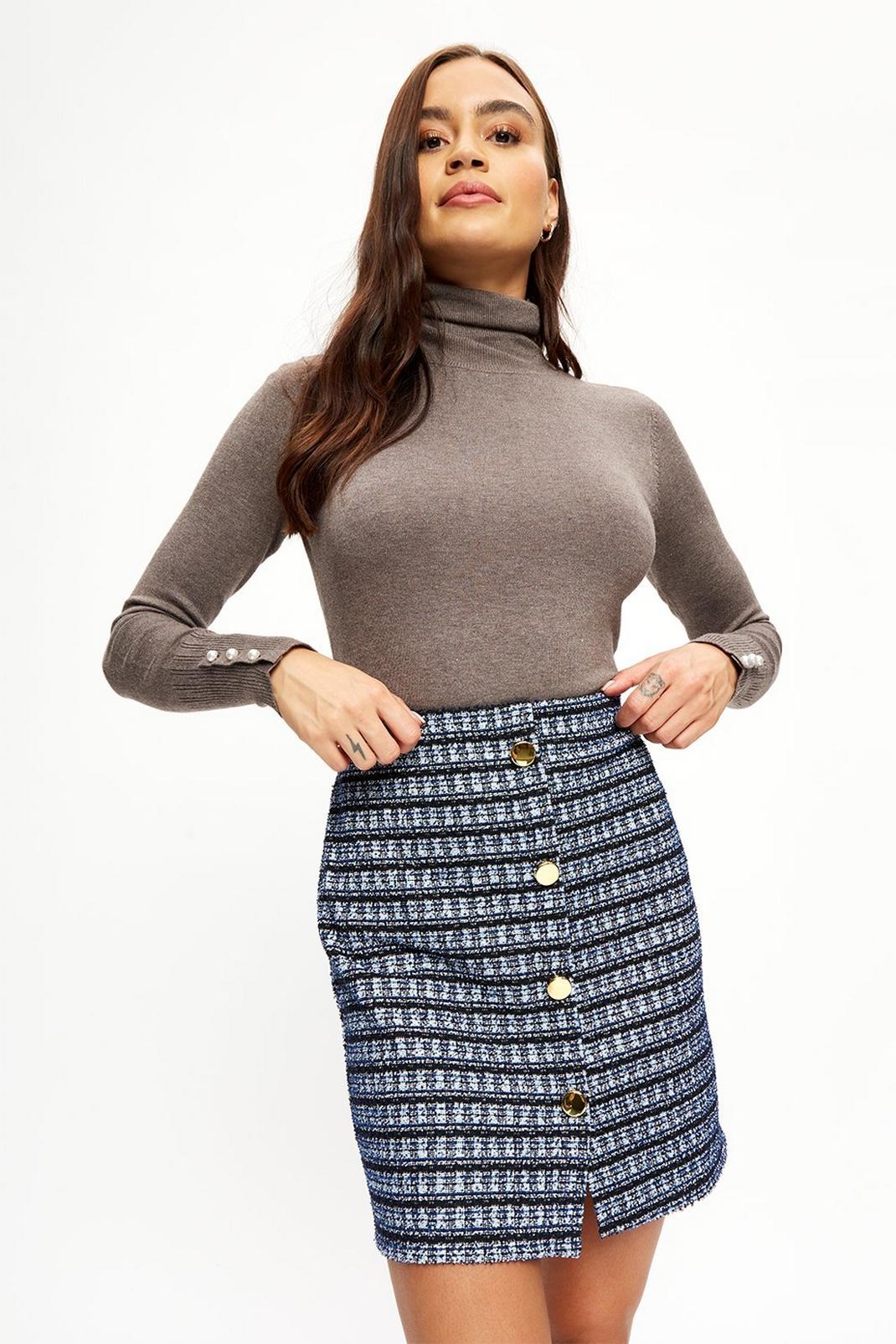148 Navy Check Boucle Mini Skirt image number 2