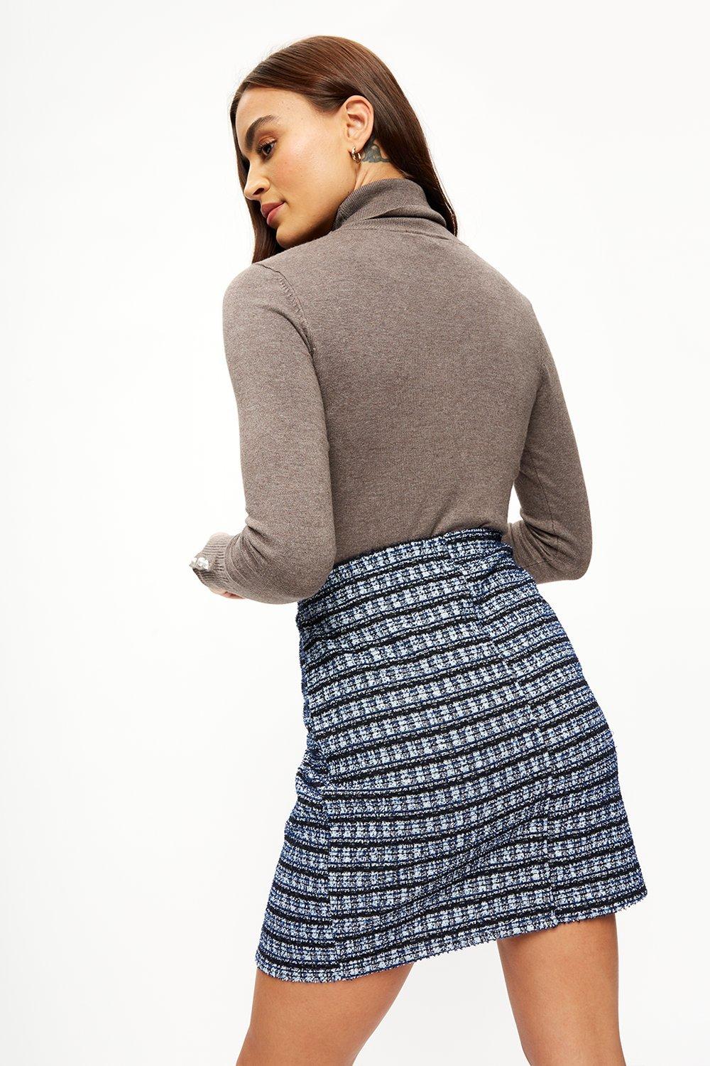 navy boucle skirt