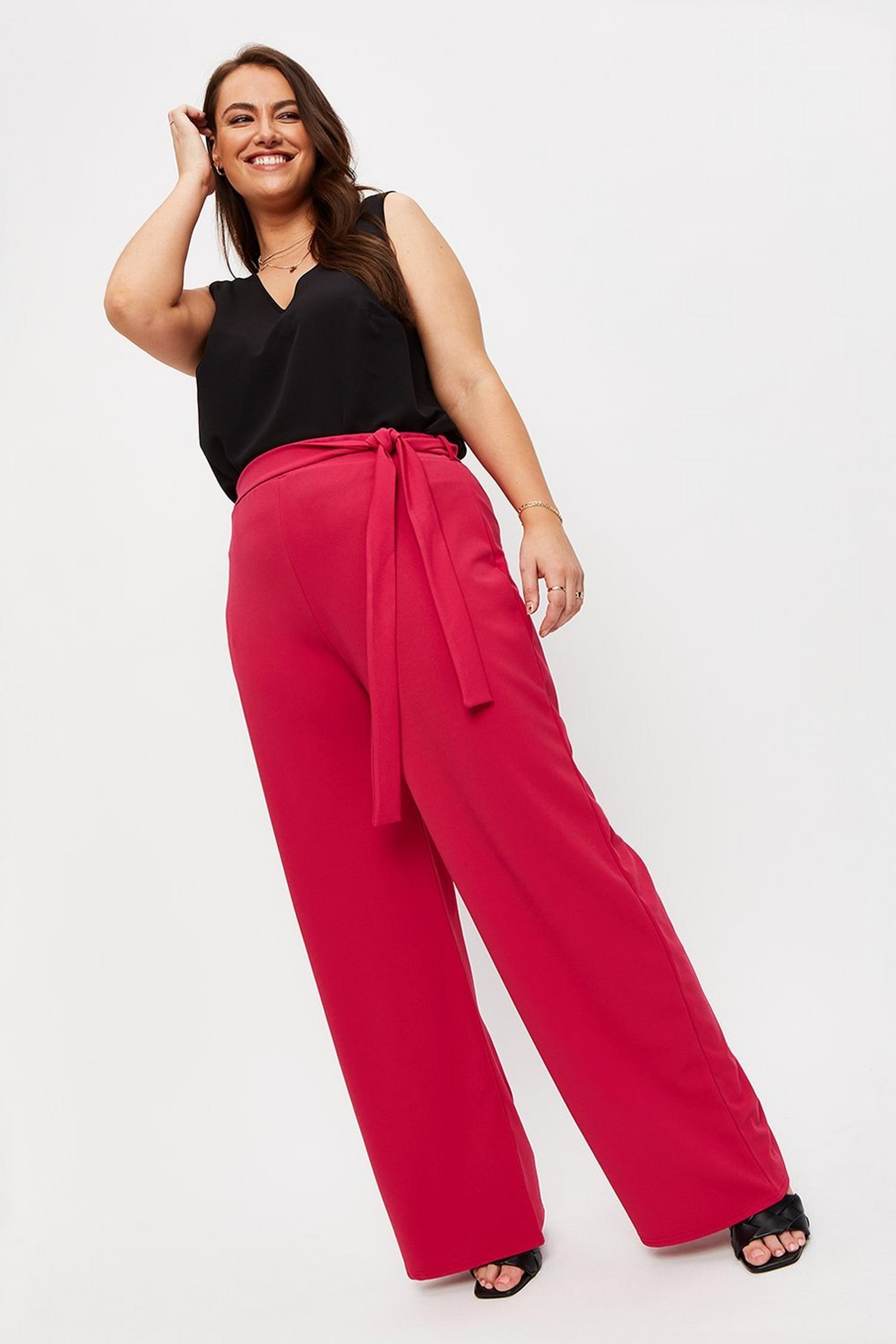 Curve Wide Leg Belted Trousers | Dorothy Perkins UK