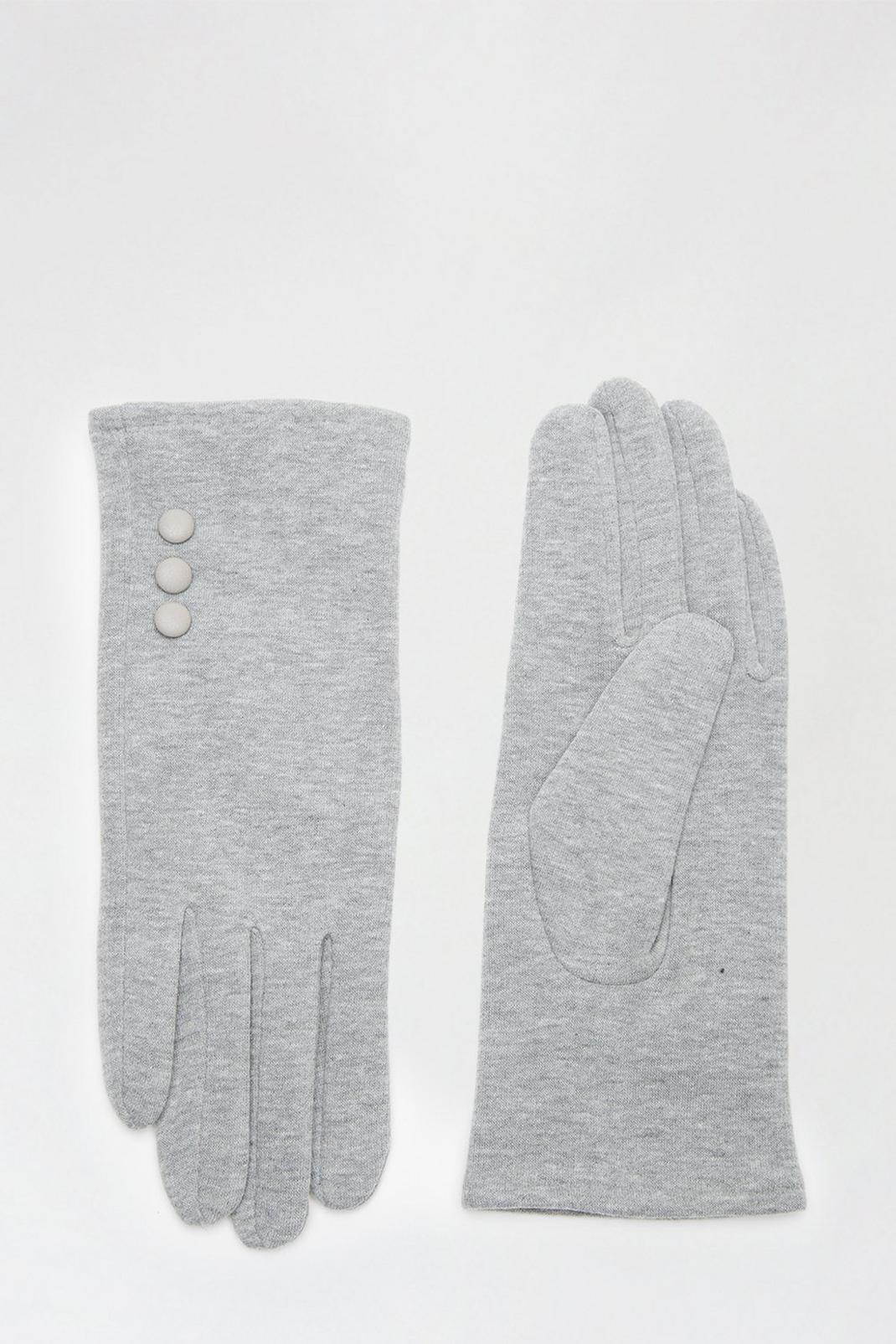 Grey Jersey Button Glove image number 1