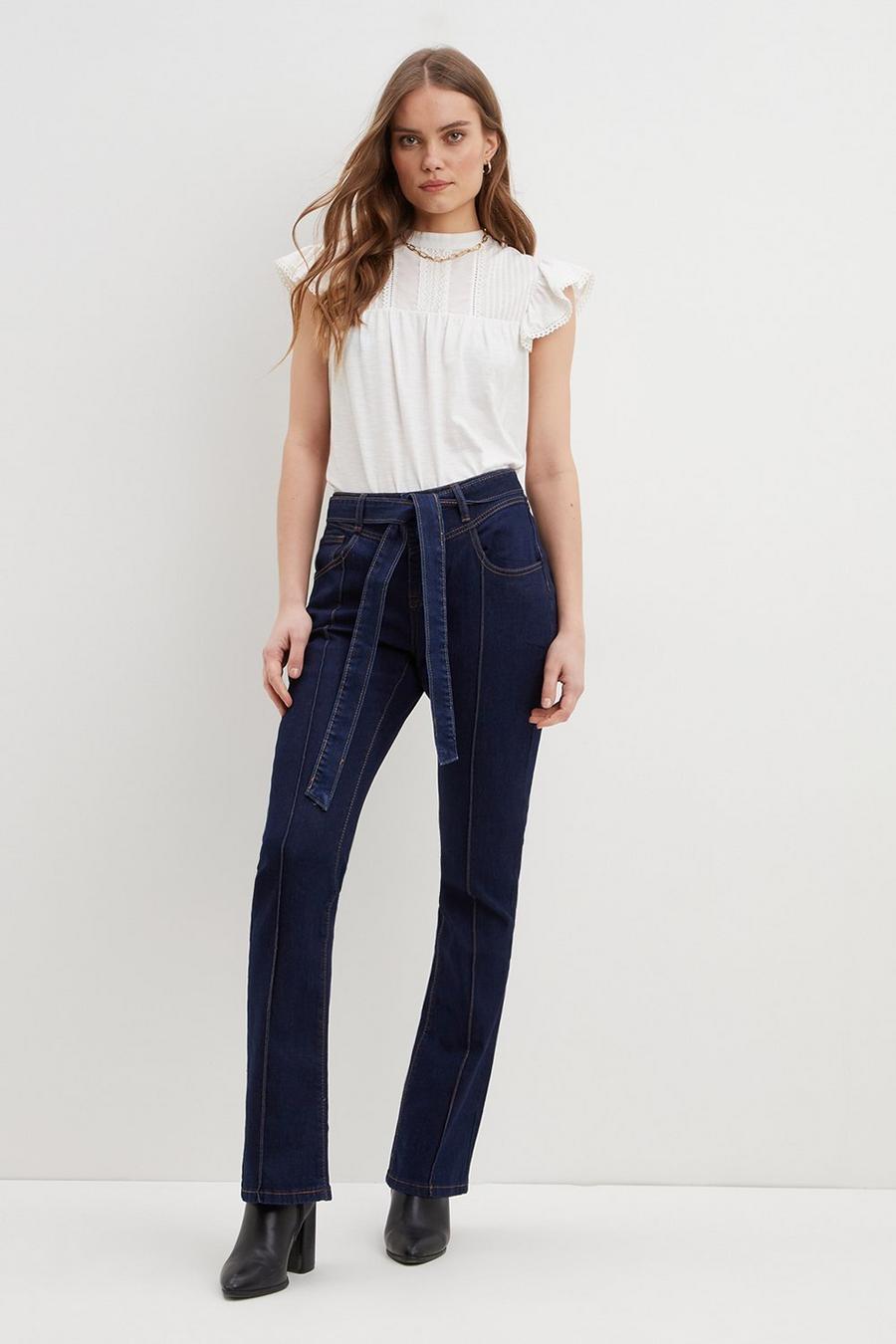 Belted Flare Jeans