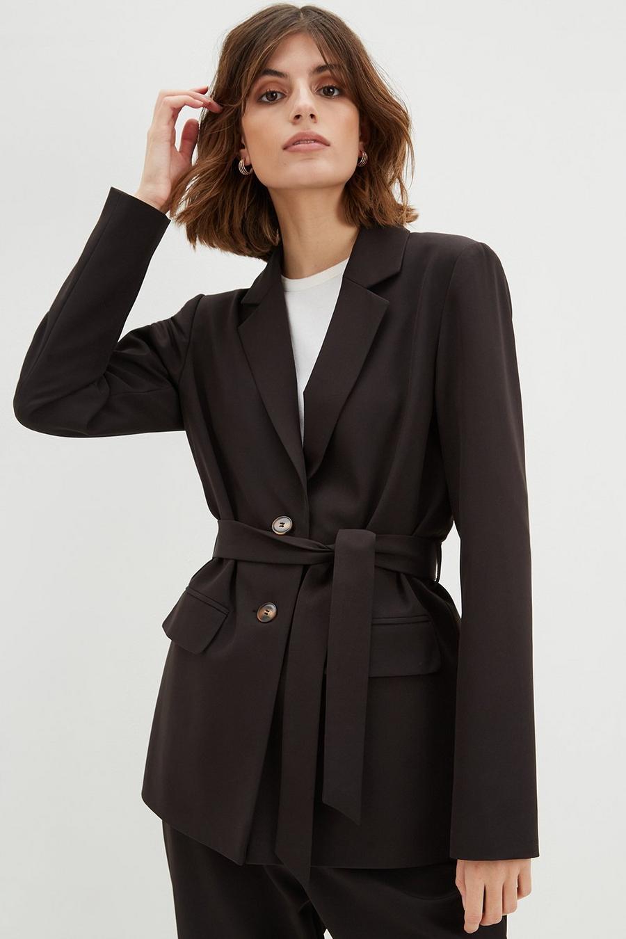 Tall Relaxed Belted Woven Blazer