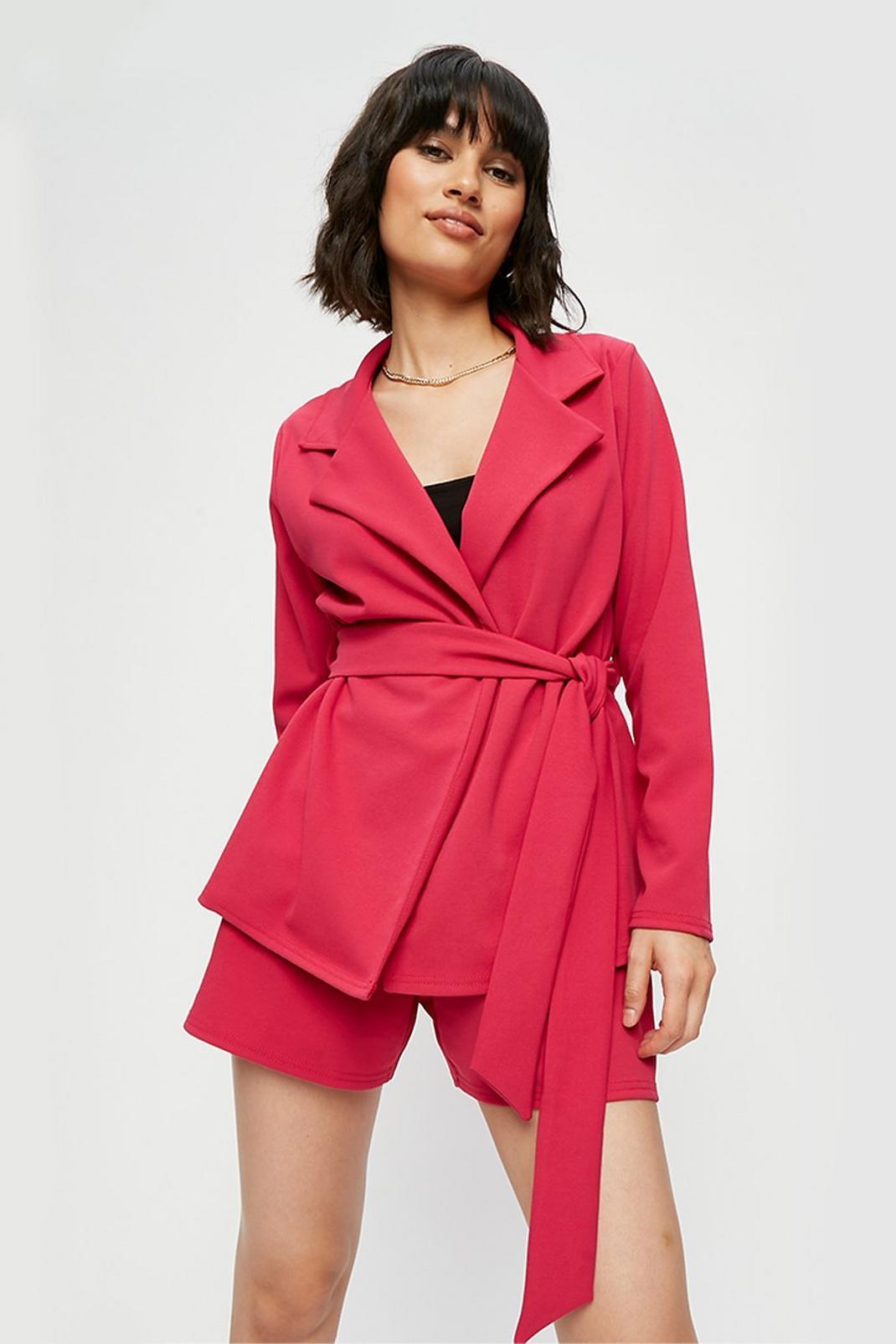 Pink Petite Jersey Belted Blazer image number 1