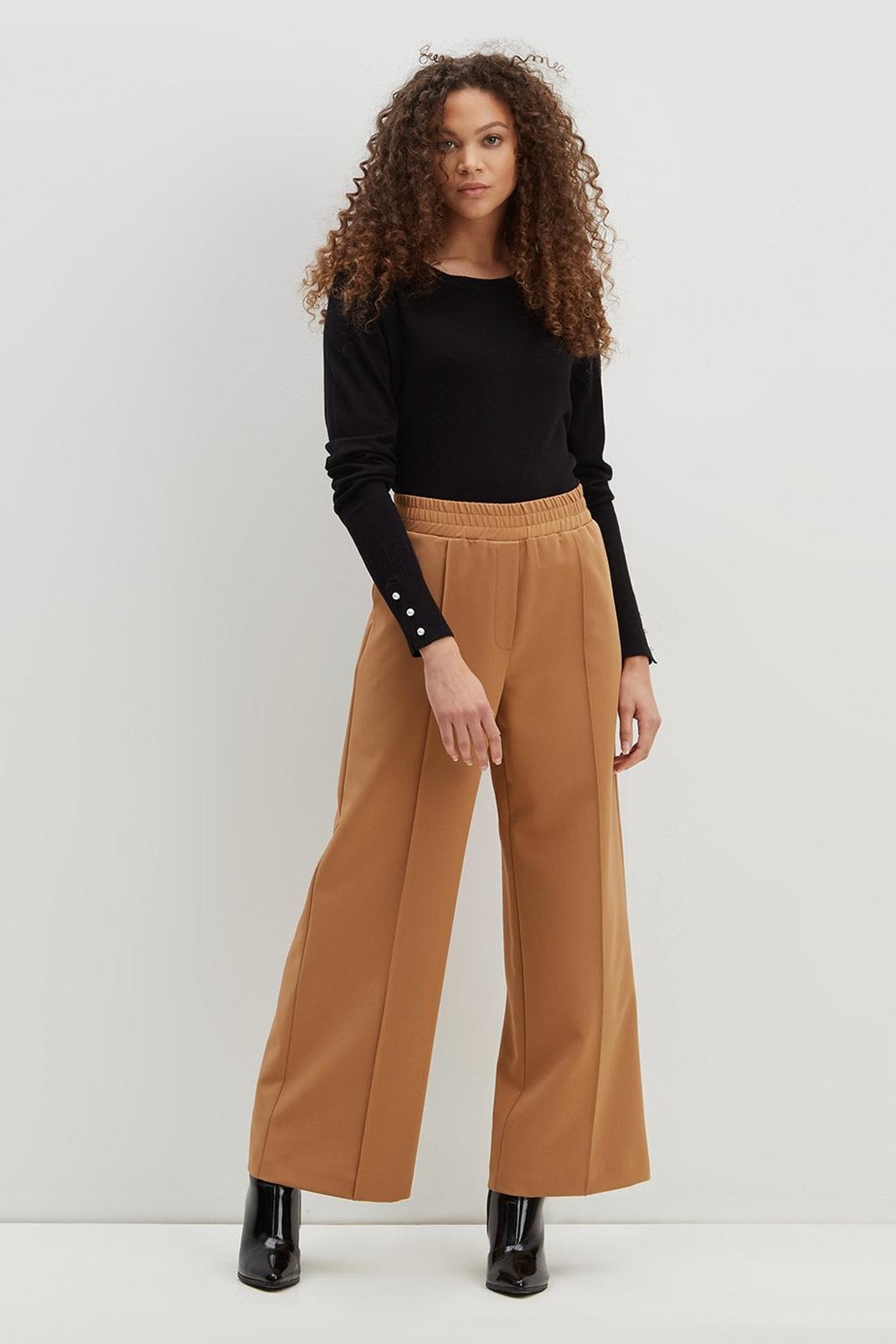 Tobacco Petite Ginger Oversized Wide Leg Trousers image number 1