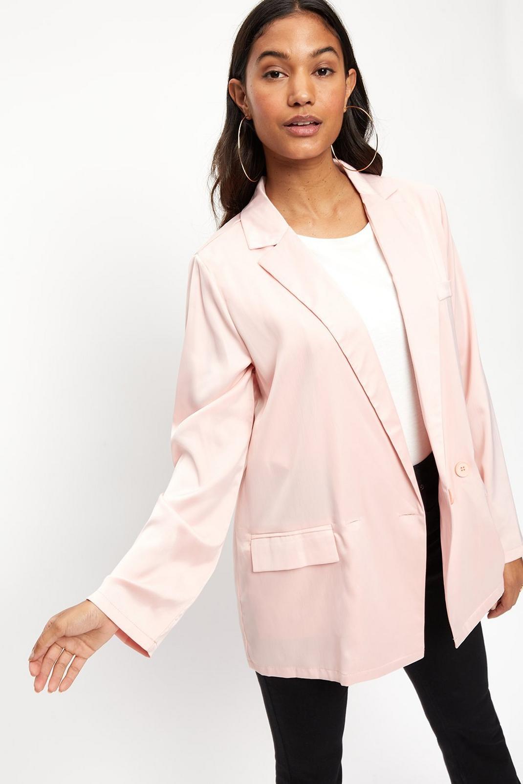 Oyster Oversized Satin Double Breasted Blazer image number 1