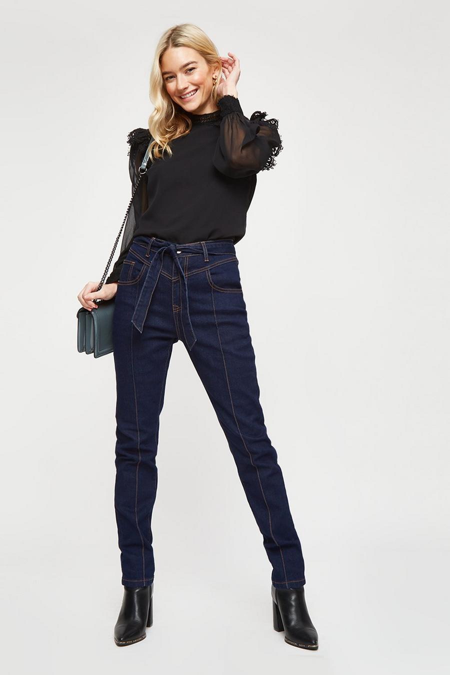 Belted Skinny Ankle Grazer Jeans