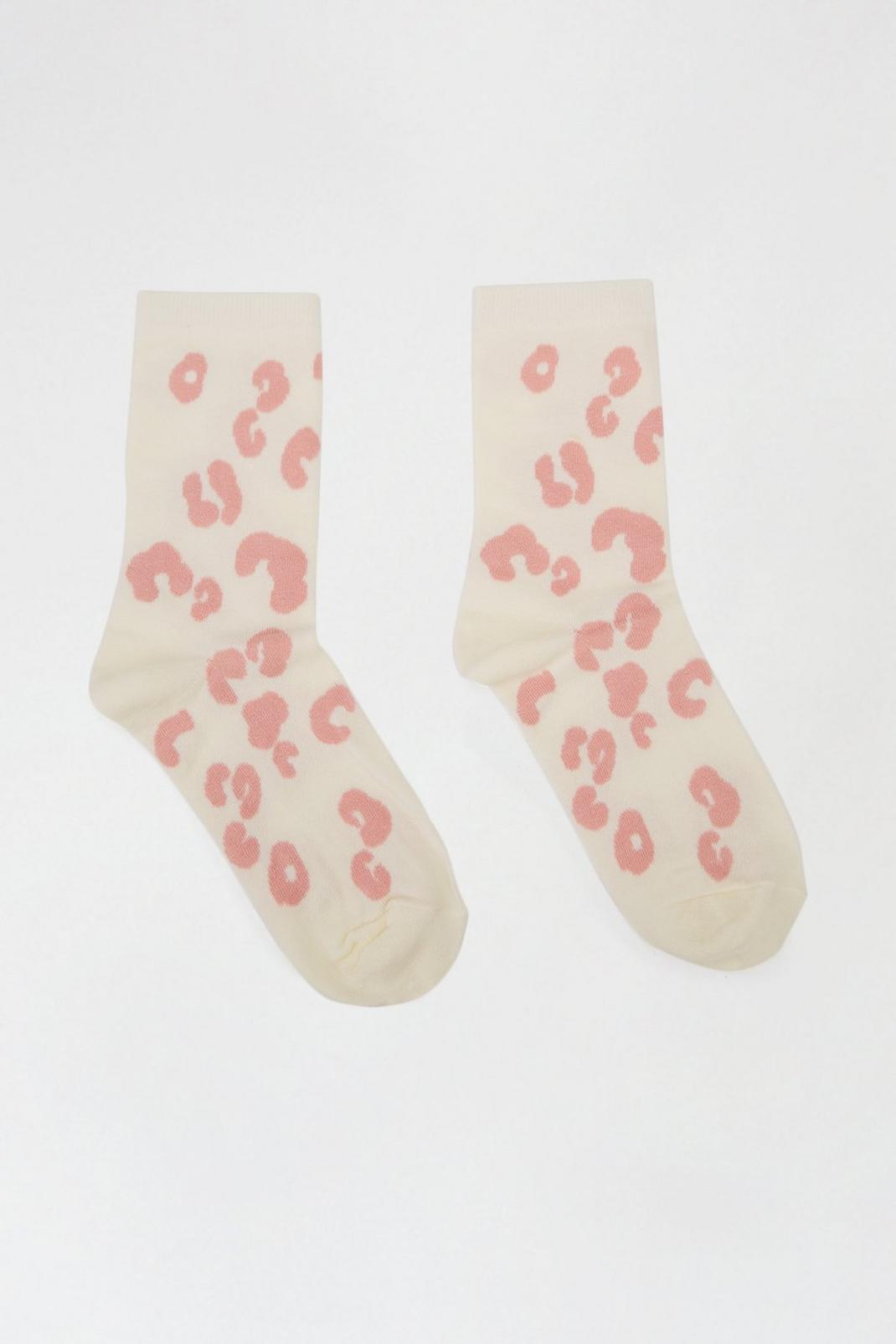 Pink And White Leopard Socks image number 1