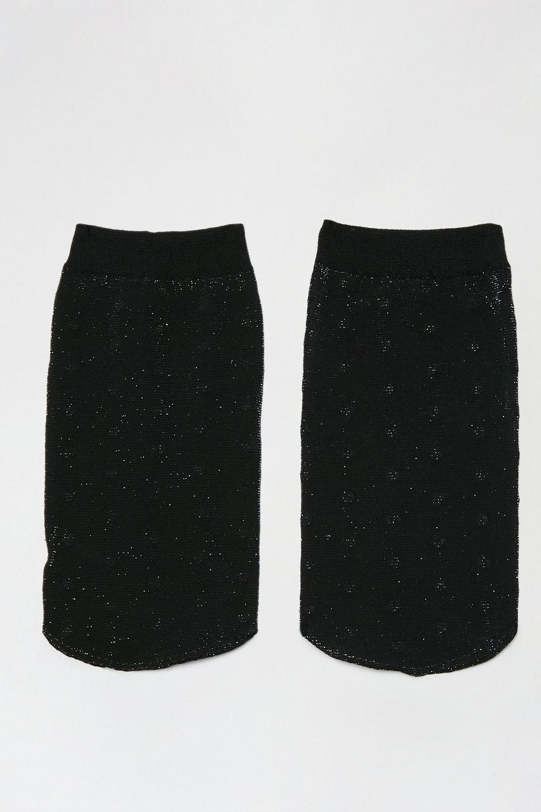 Black Sheer Shimmer Dot Sock image number 1