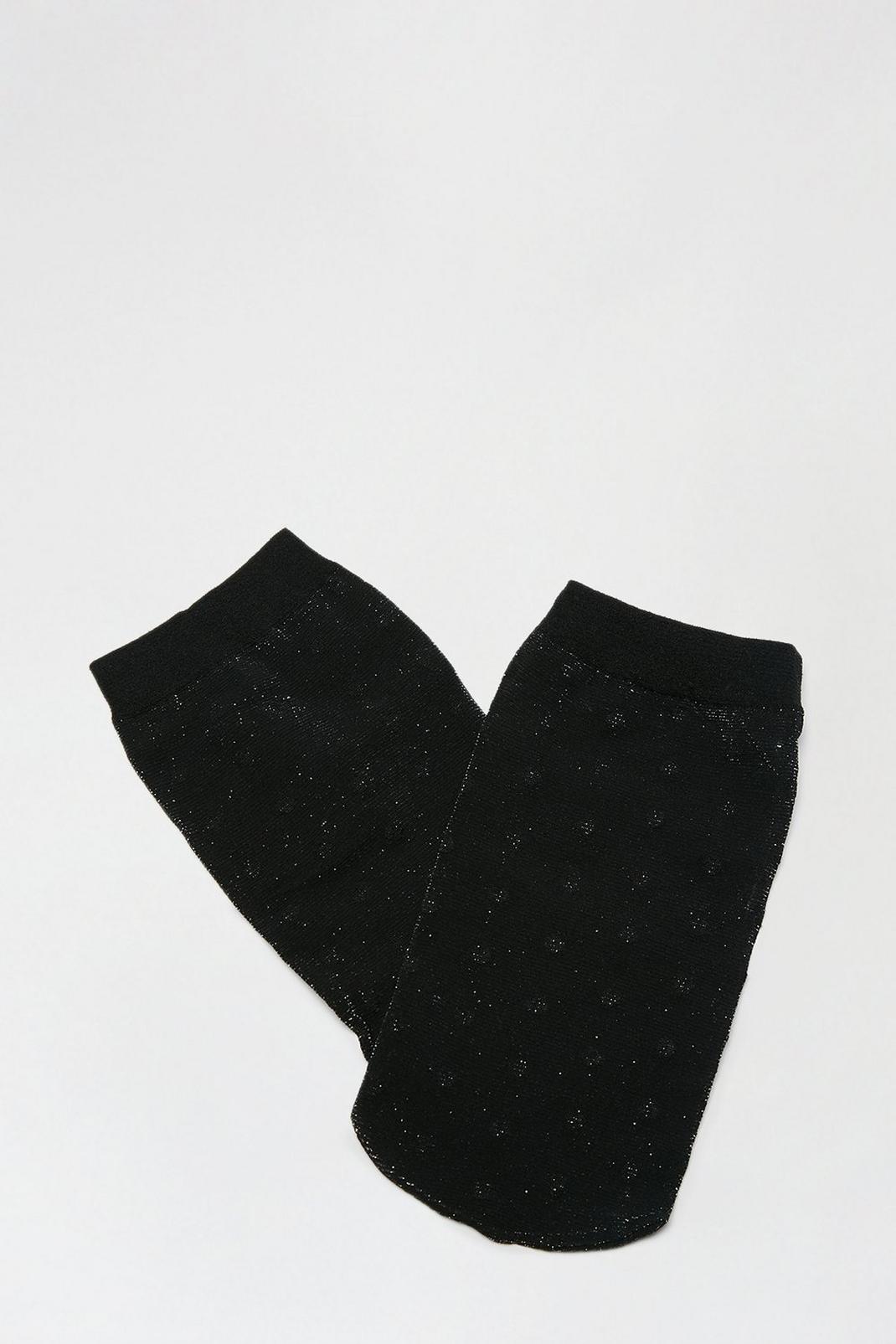 105 Black Sheer Shimmer Dot Sock image number 2