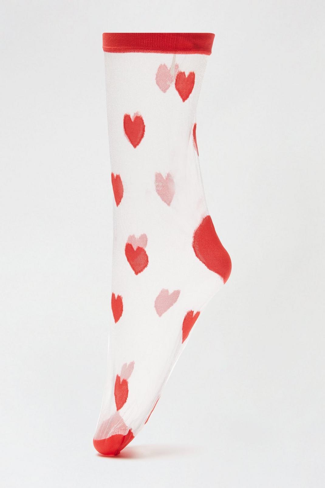 157 Red Heart Sheer Ankle Socks image number 1