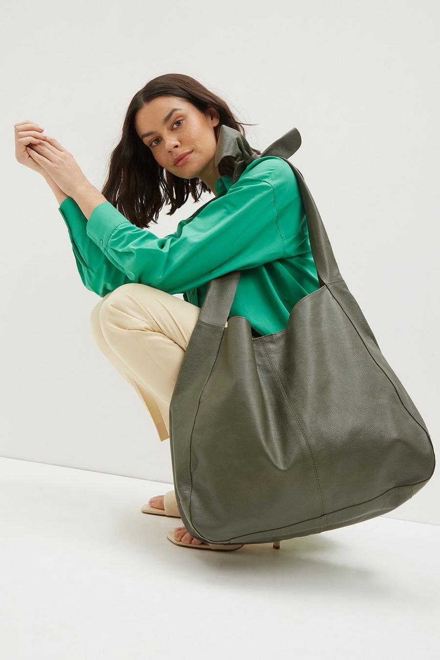 Luxe Leather Knot Oversized Slouch Bag
