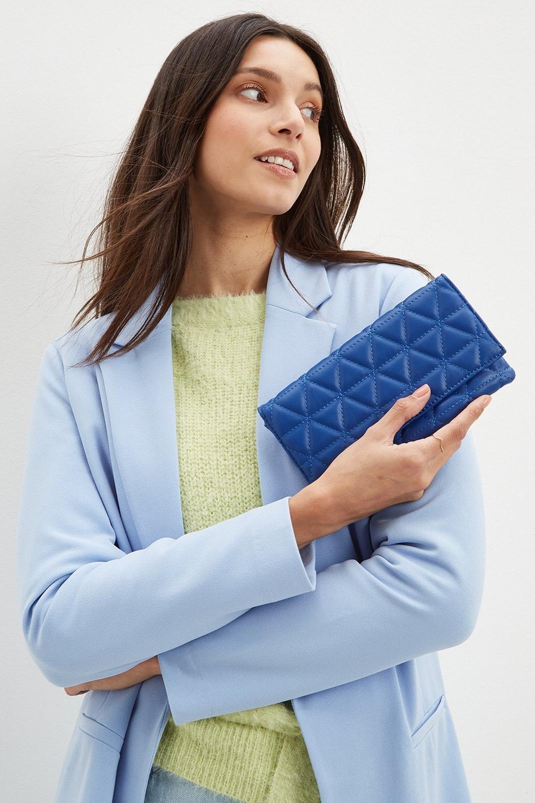 Cobalt Quilted Chain Handle Clutch image number 1