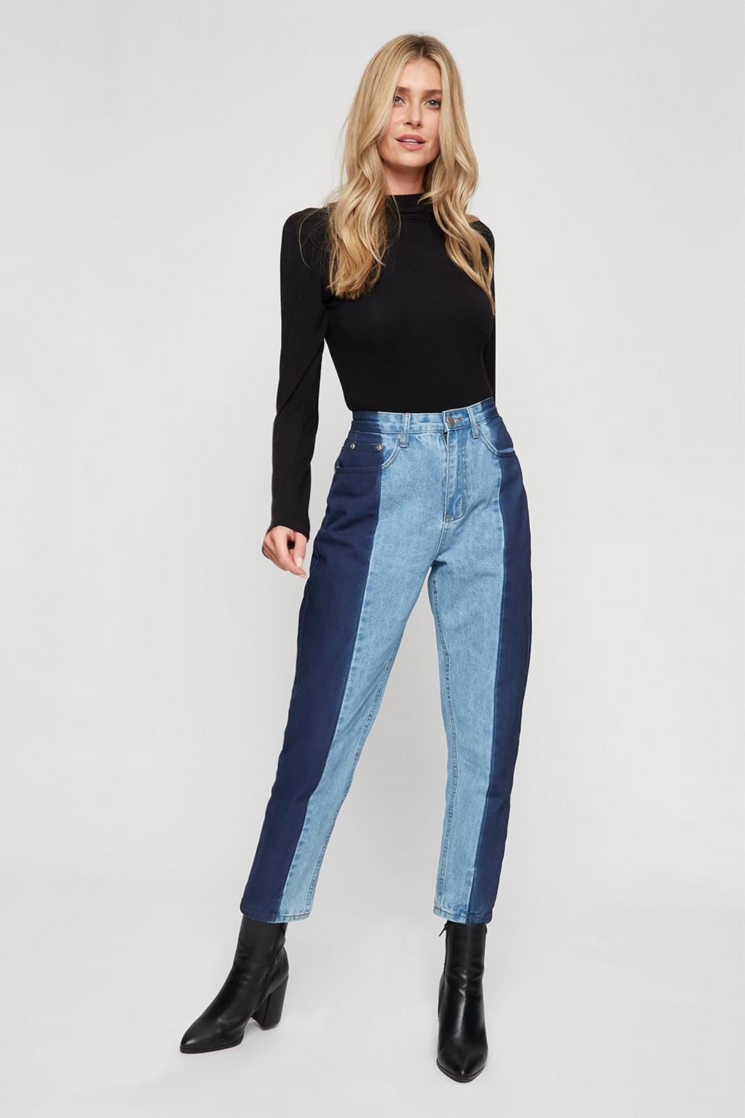 703 Faith: Contrast Mom Jeans image number 2