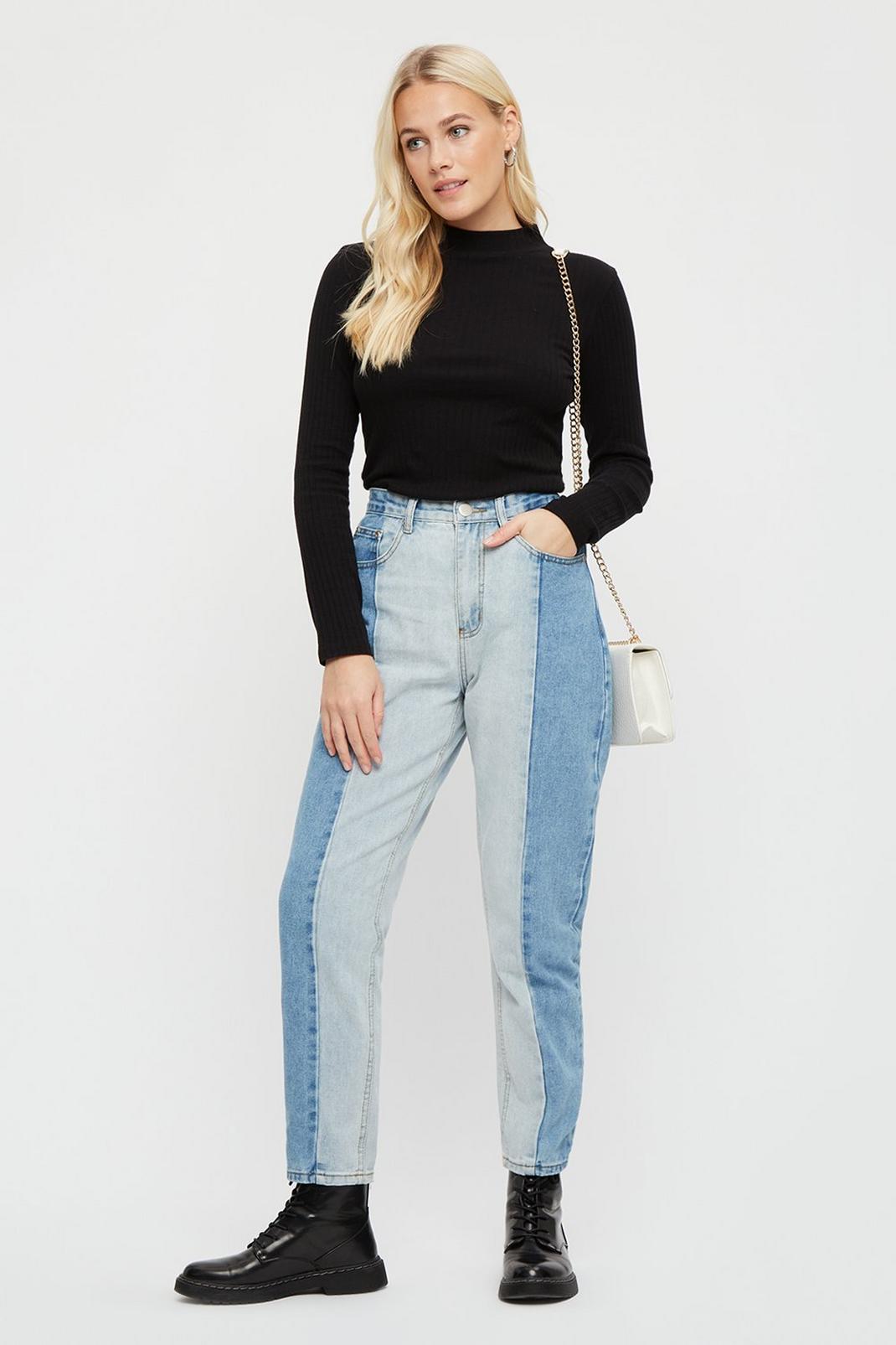 702 Faith: Contrast Mom Jeans image number 2