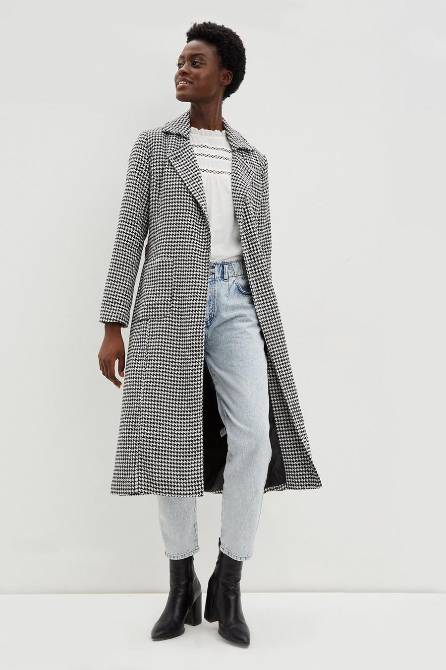 Dogtooth Belted Coat