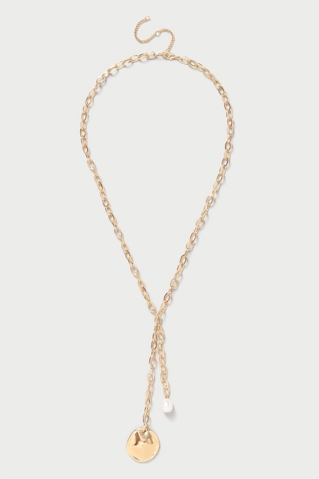 128 Gold Lariat Style Necklace image number 1