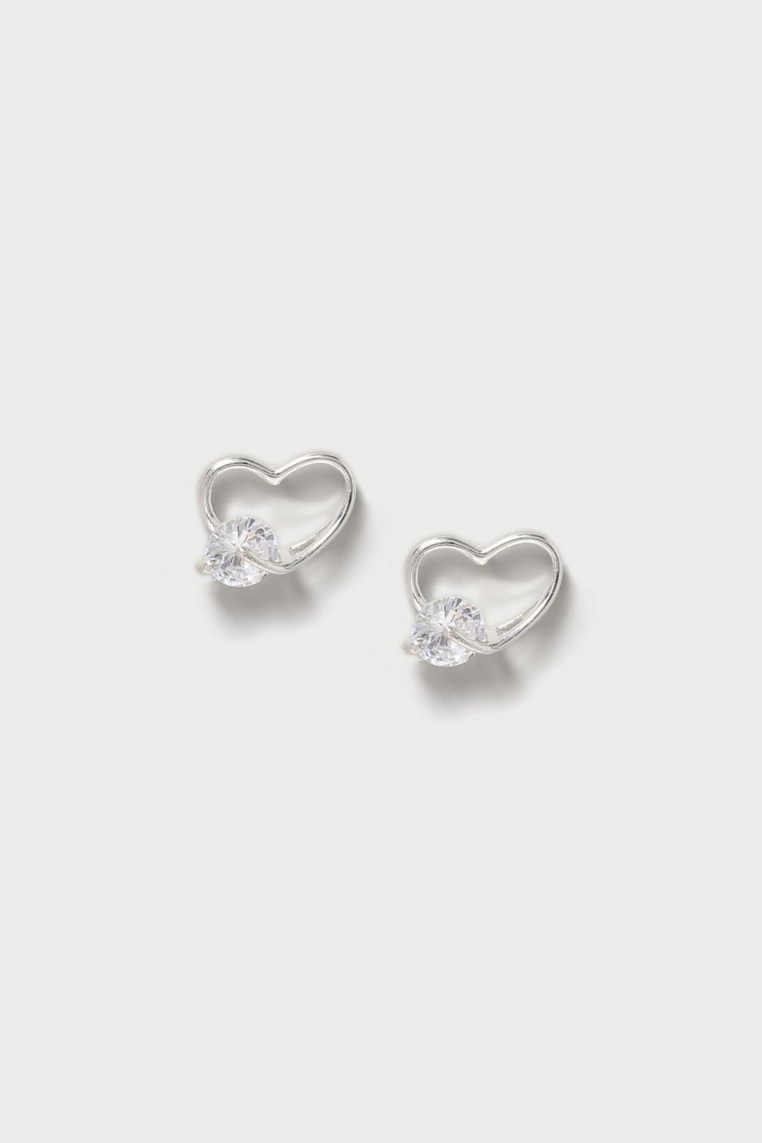 416 Heart Diamanté Stud Earring image number 1