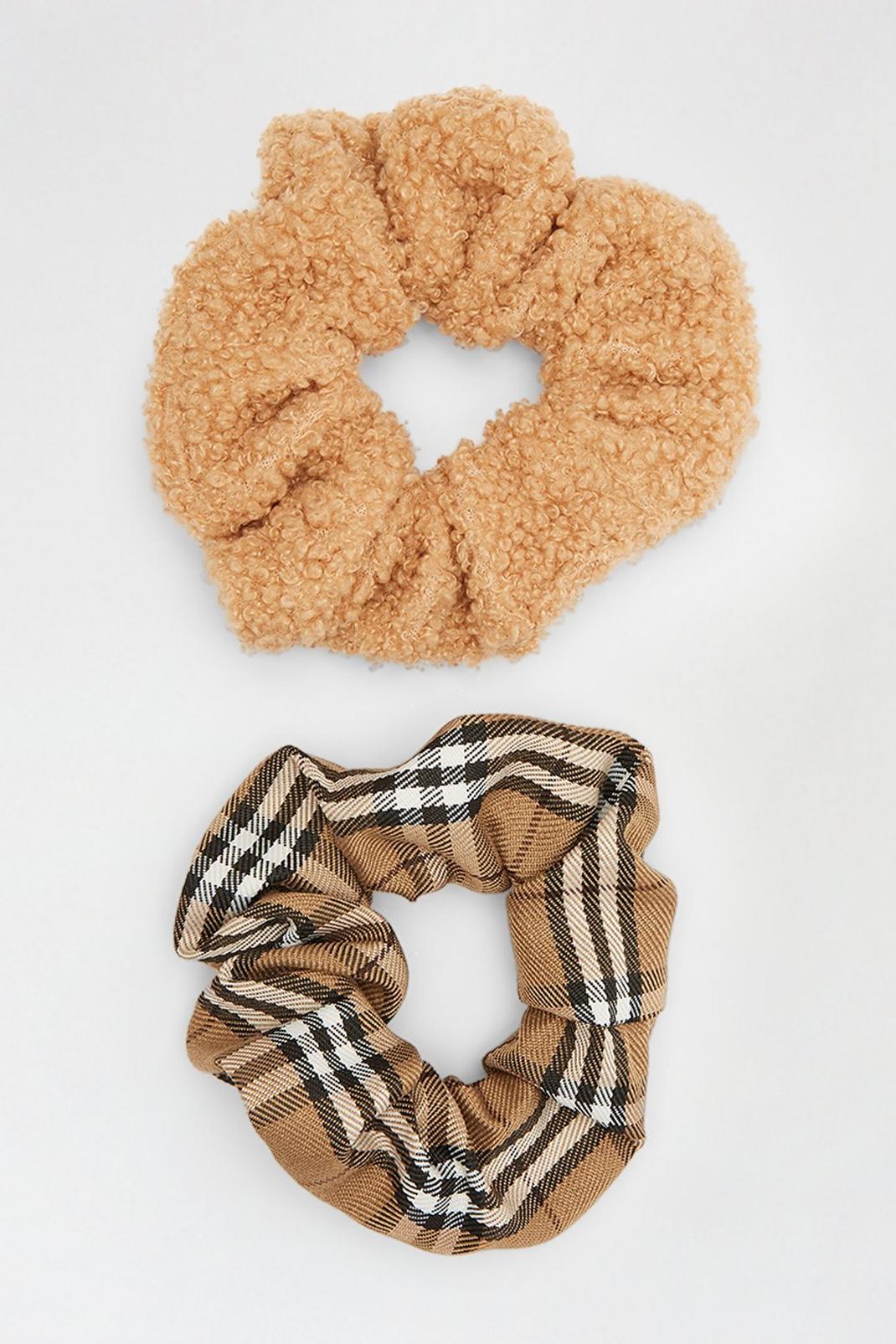 Brown Multi Coloured Two Pack Scrunchie image number 1