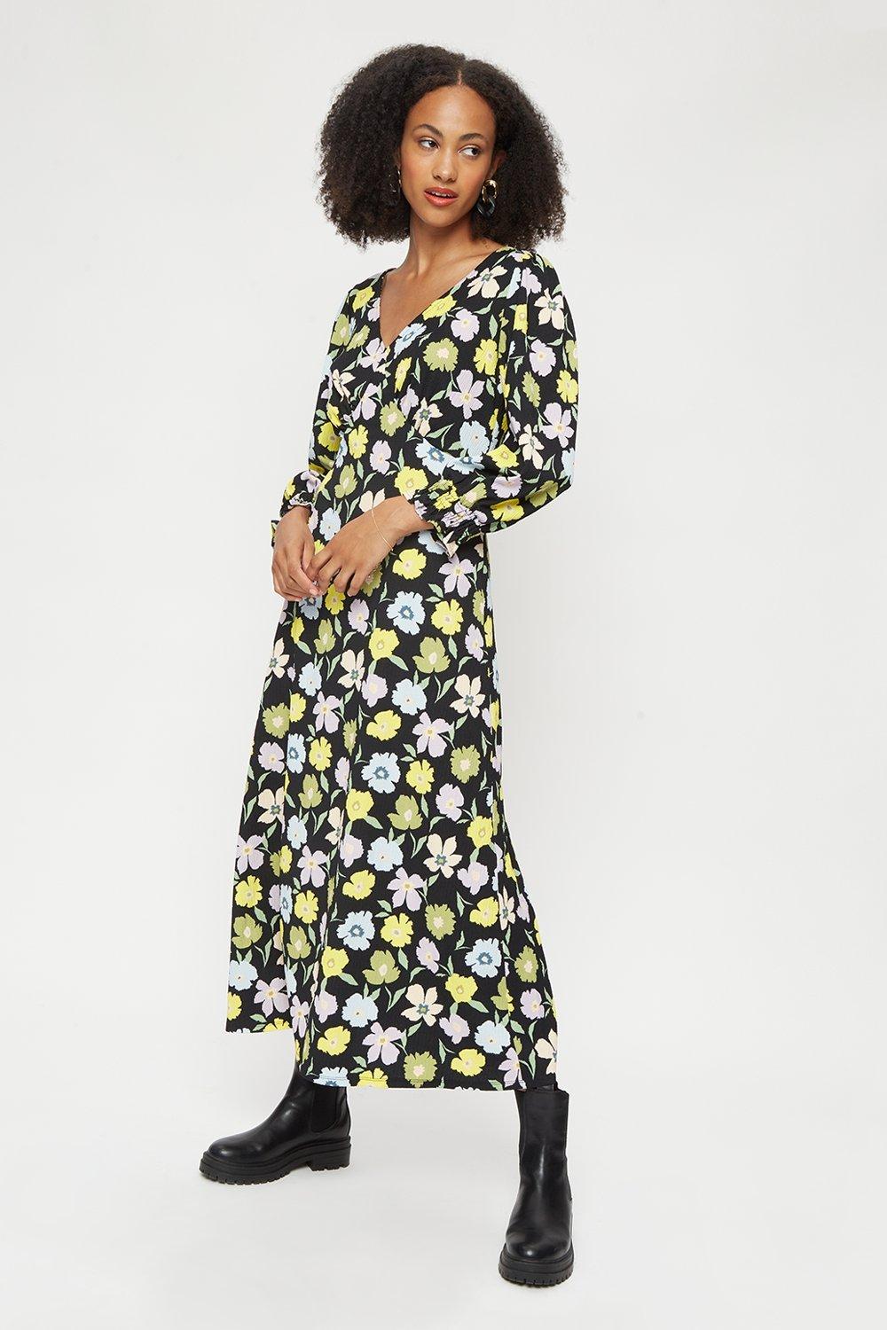 dorothy perkins yellow midi dress