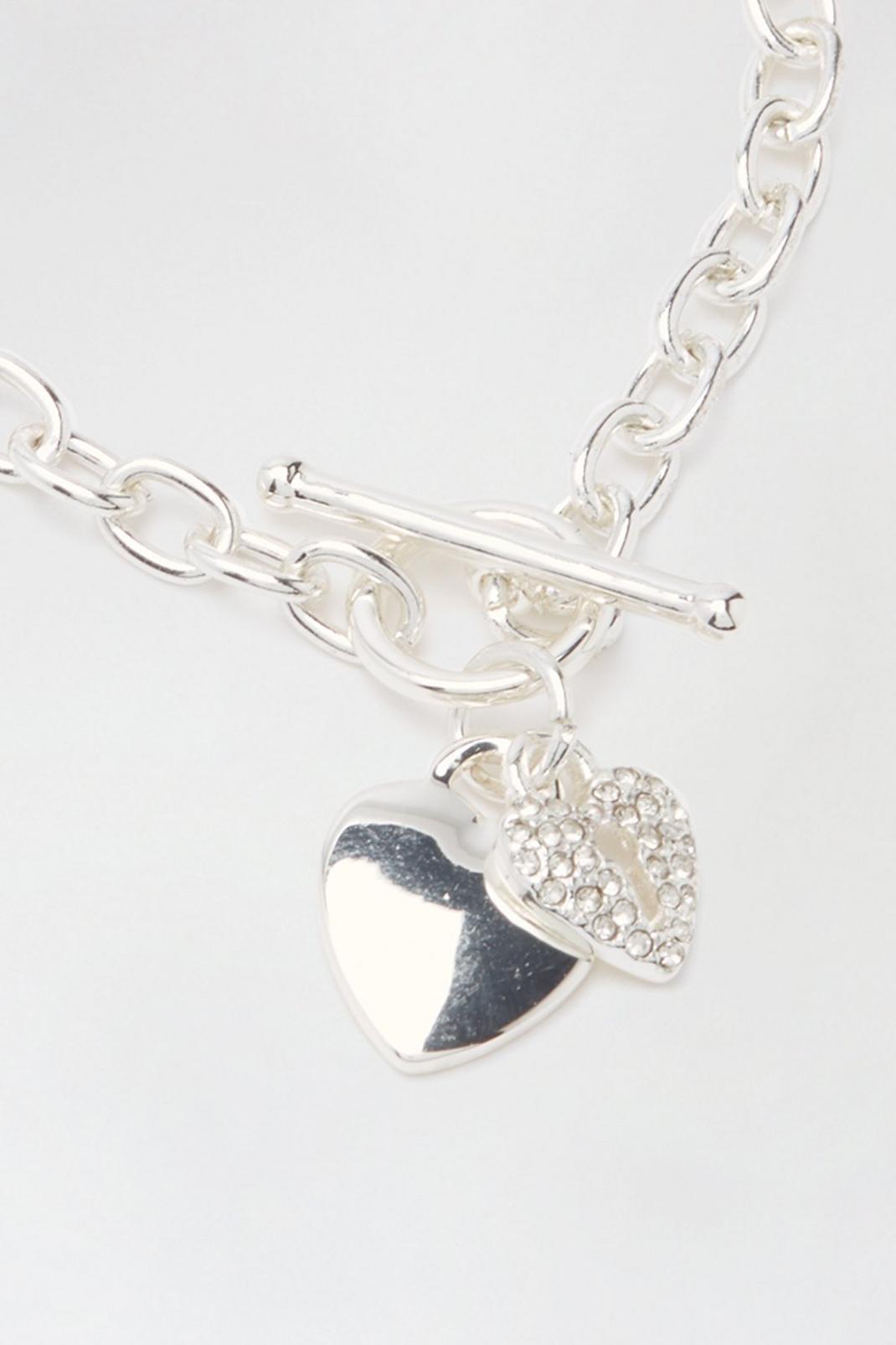 163 Silver Chain Heart Charm Bracelet  image number 2