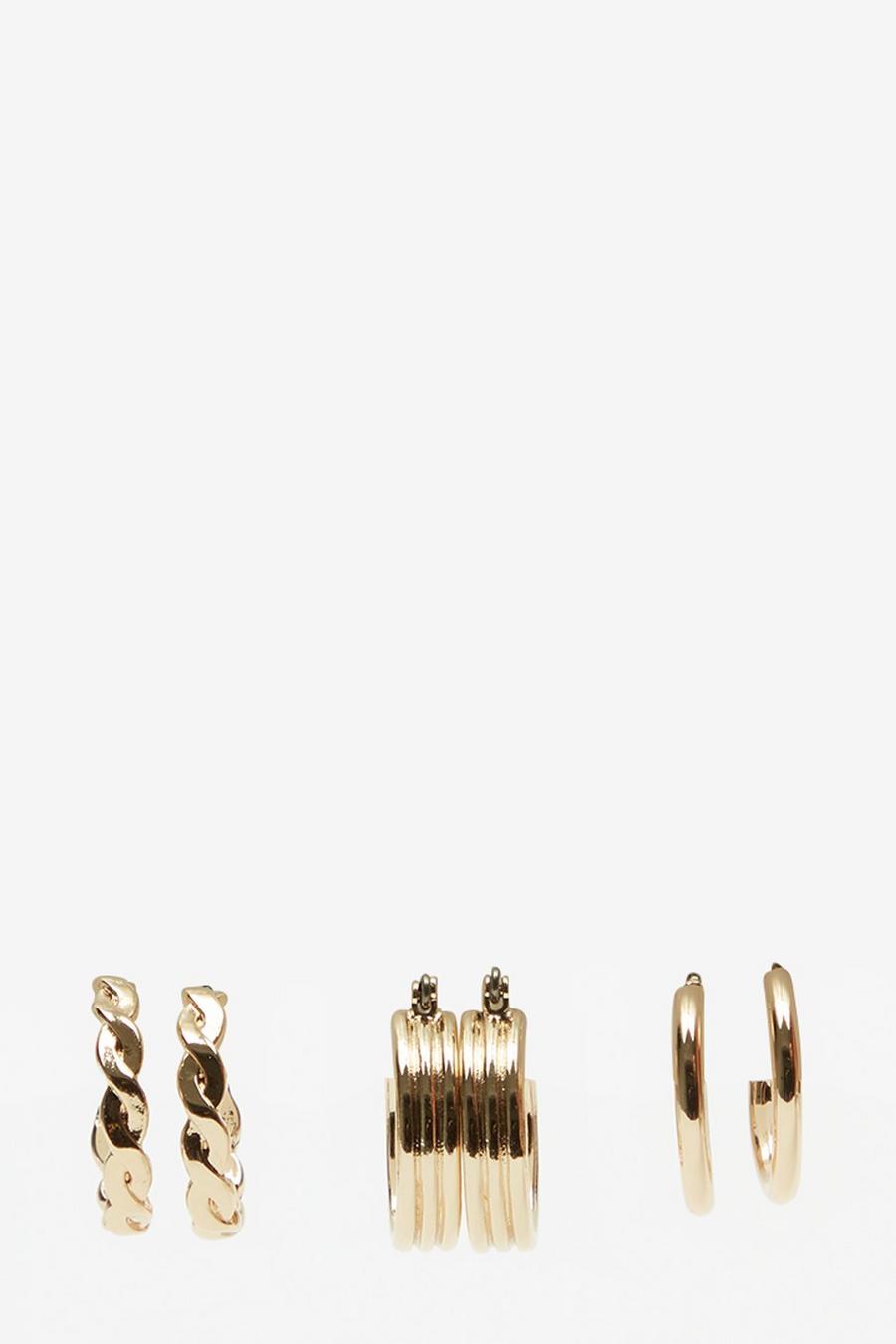 Gold Multi Detail Hoop Earrings