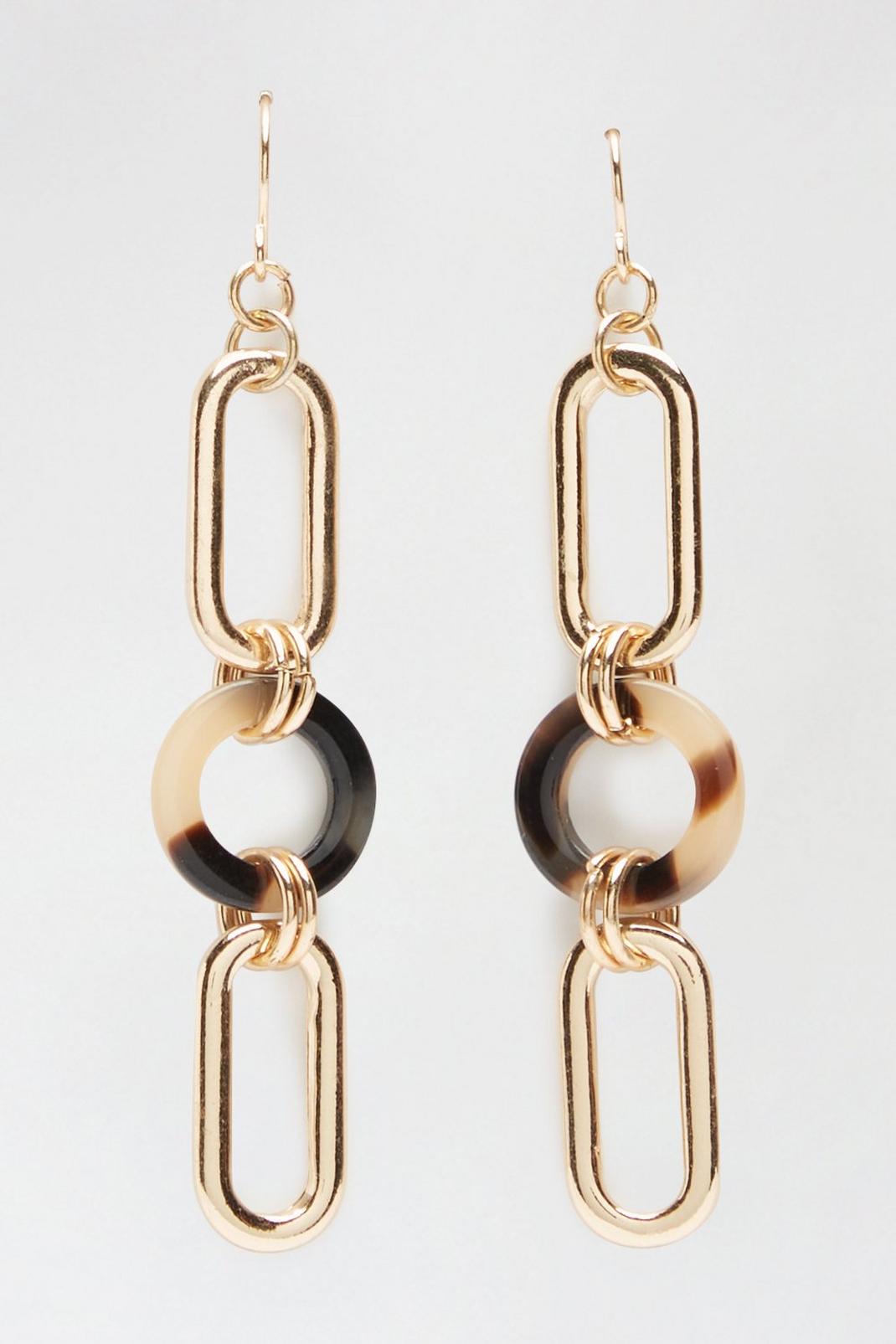 Gold Mix Shape Linked Drop Earrings image number 1
