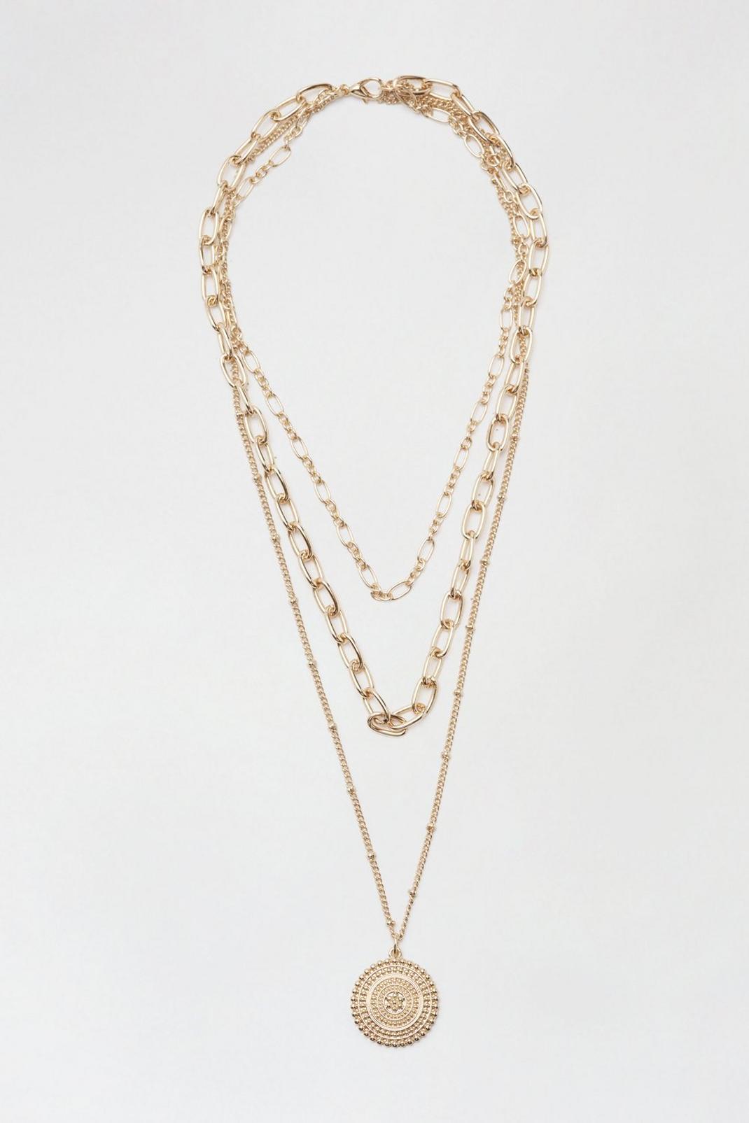 Gold Multi Layer Chain Necklace image number 1