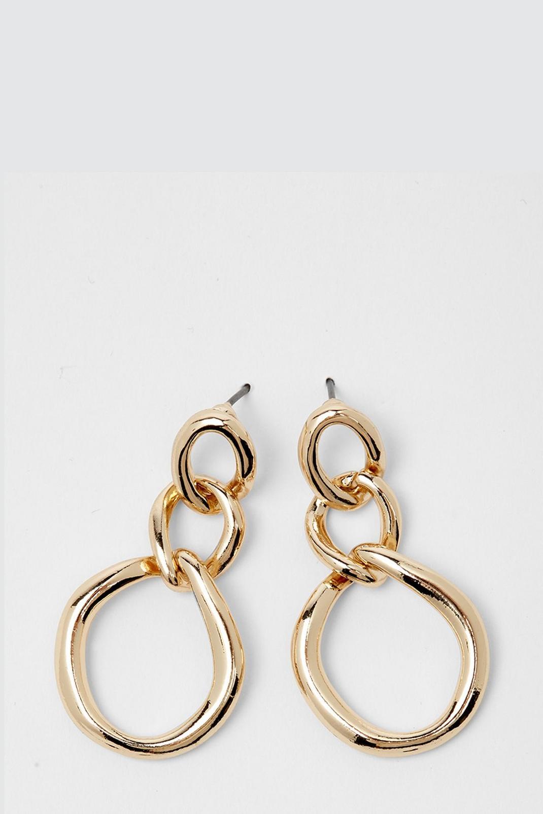 128 Gold Link Chain Style Earrings image number 1