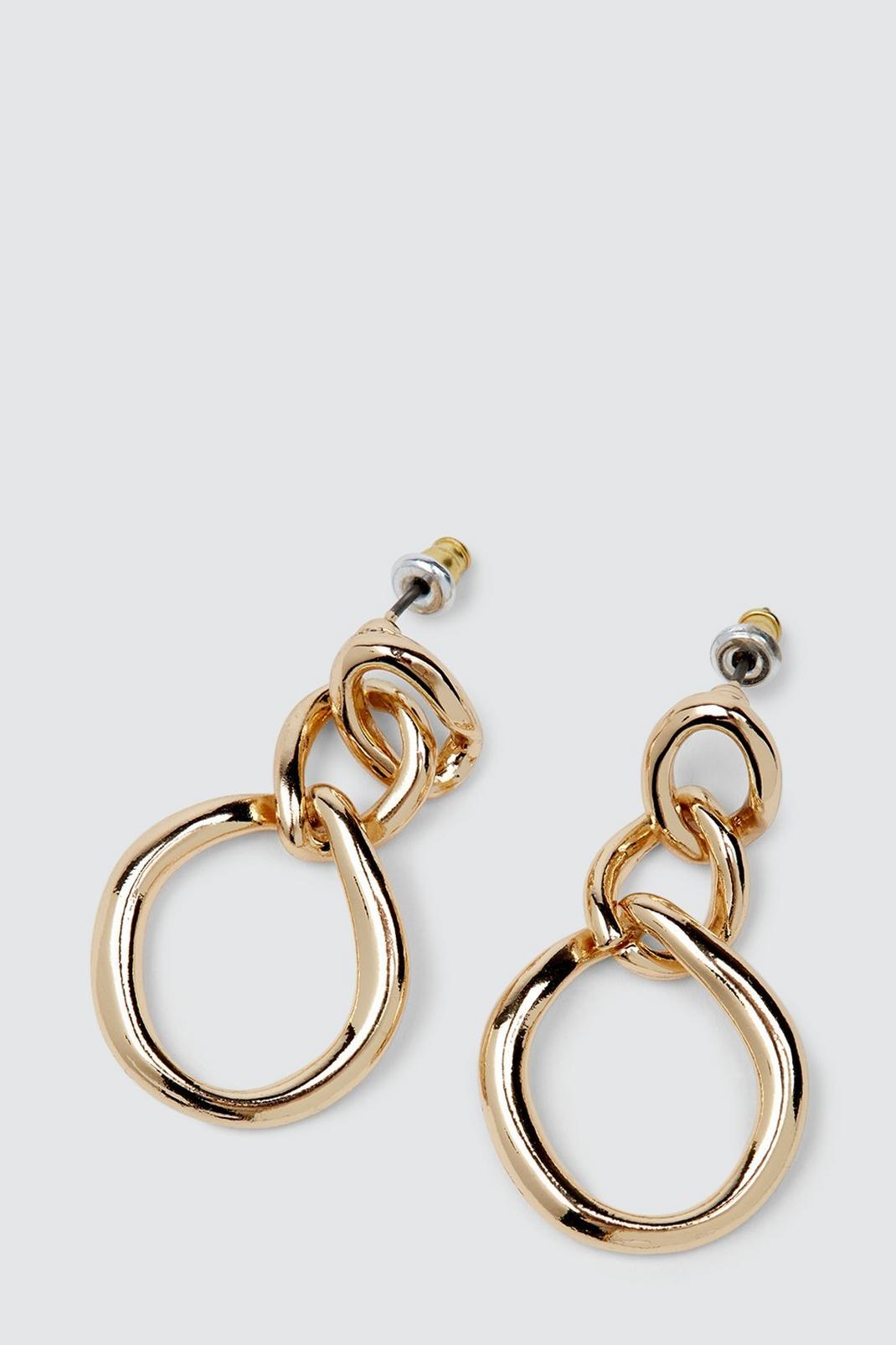 128 Gold Link Chain Style Earrings image number 2