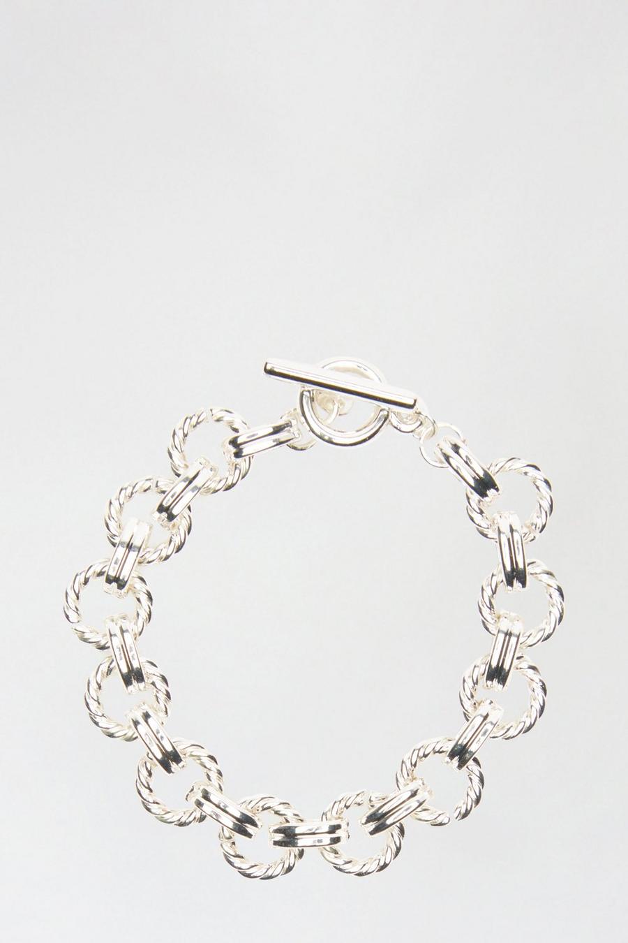 Silver Textured Chain Bracelet