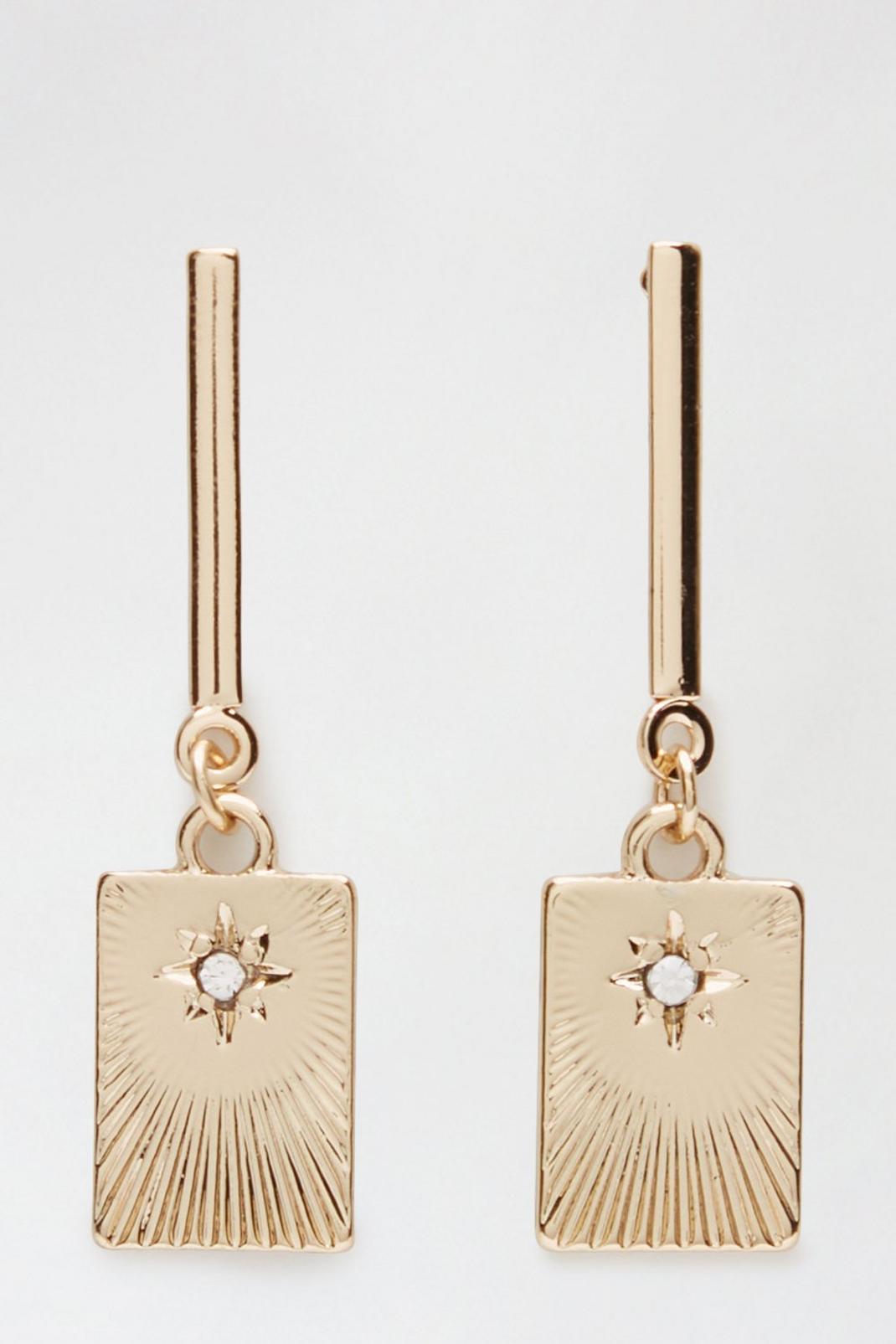 Gold Square Charm Earrings image number 1