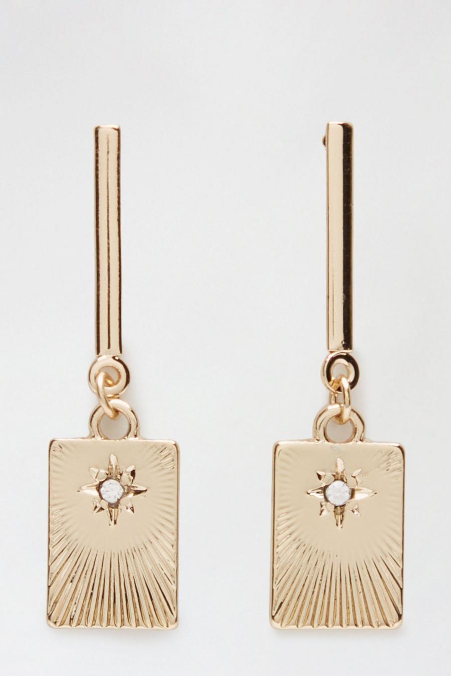 Gold Square Charm Earrings