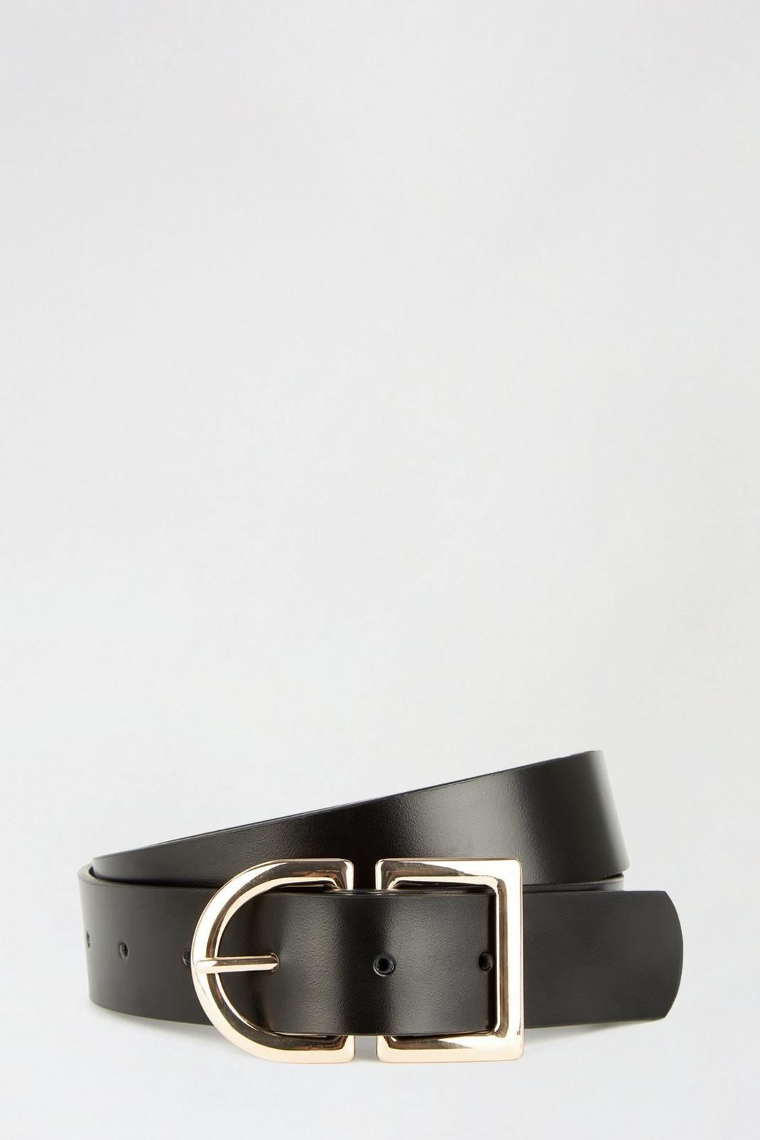 Black Luxe Leather Buckle Belt image number 1