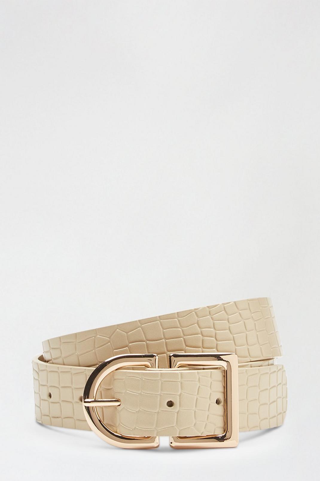 Taupe Luxe Leather Buckle Belt image number 1