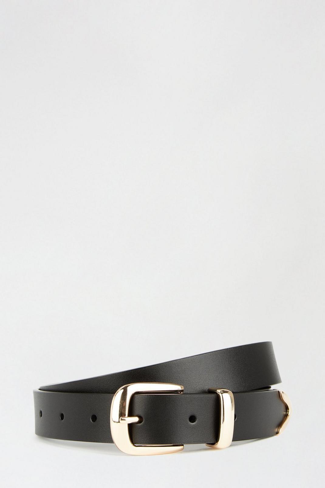Black Luxe Leather Hardware Keeper Belt image number 1