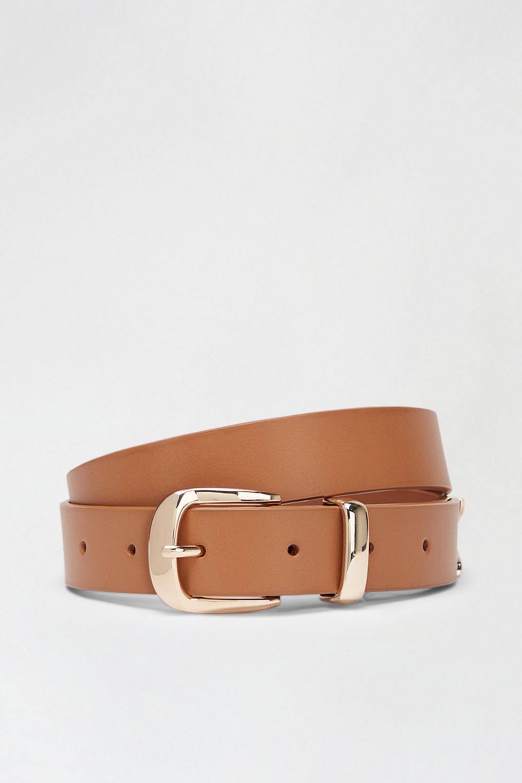 Tan Luxe Leather Hardware Keeper Belt image number 1