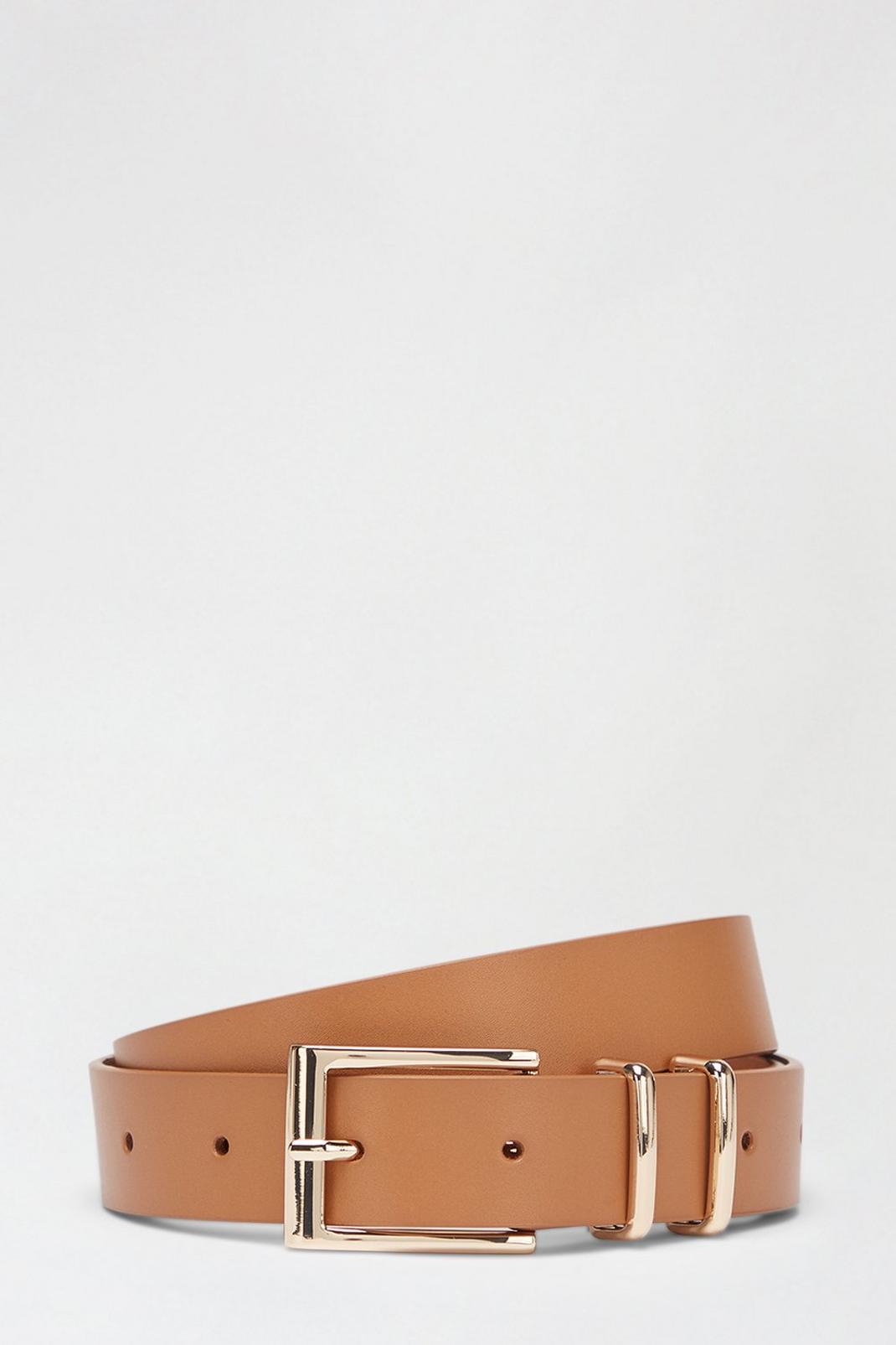 Tan Luxe Leather Square Buckle Belt image number 1