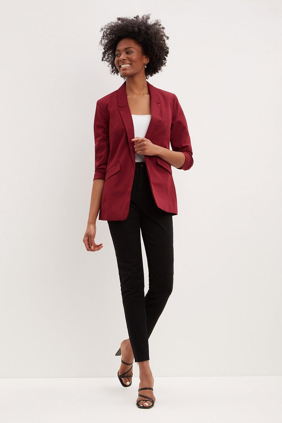 104 Tall Berry Ruched Sleeve Blazer image number 2