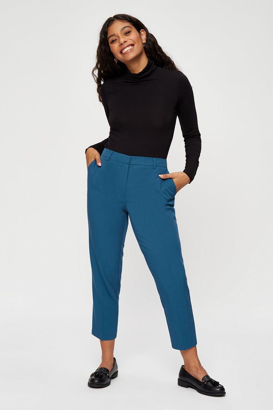 Petite Teal Ankle Grazer Trousers