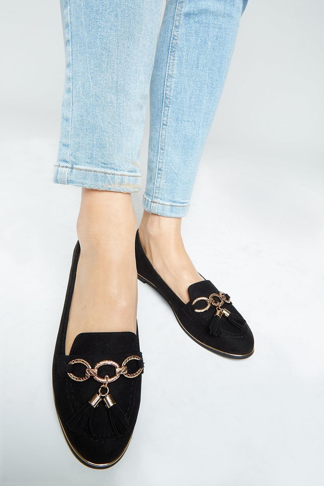 Black Lydia Chain Detail Loafer image number 1