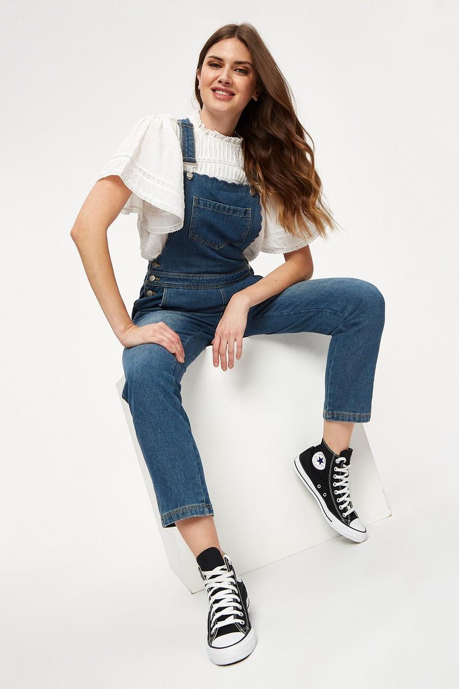 Tall Midwash Scallop Edge Dungarees