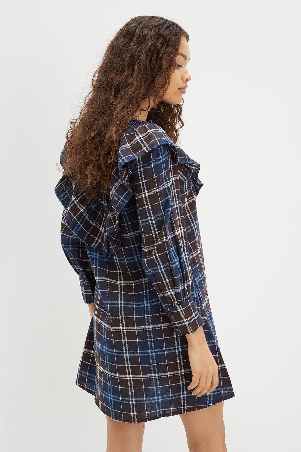 checked ruffle dress