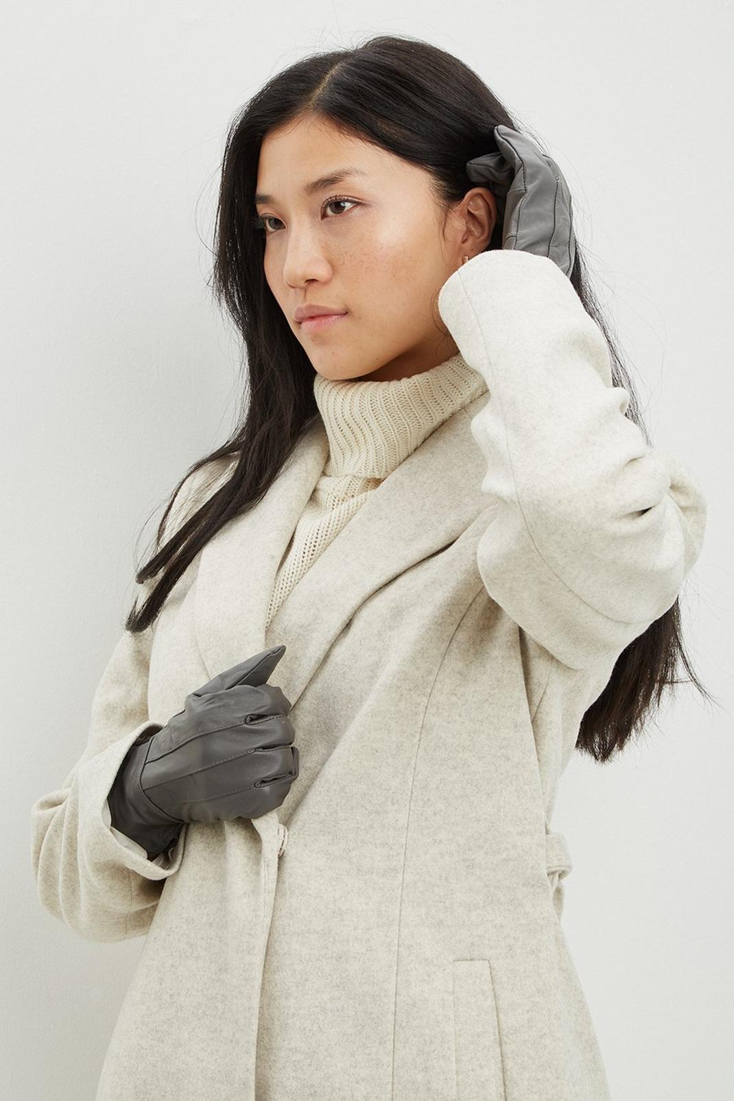 Grey Luxe Leather Gloves image number 1