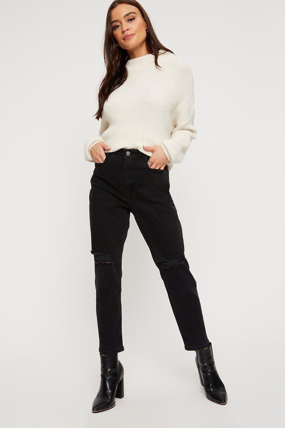 topshop ripped pocket detail mom jeans