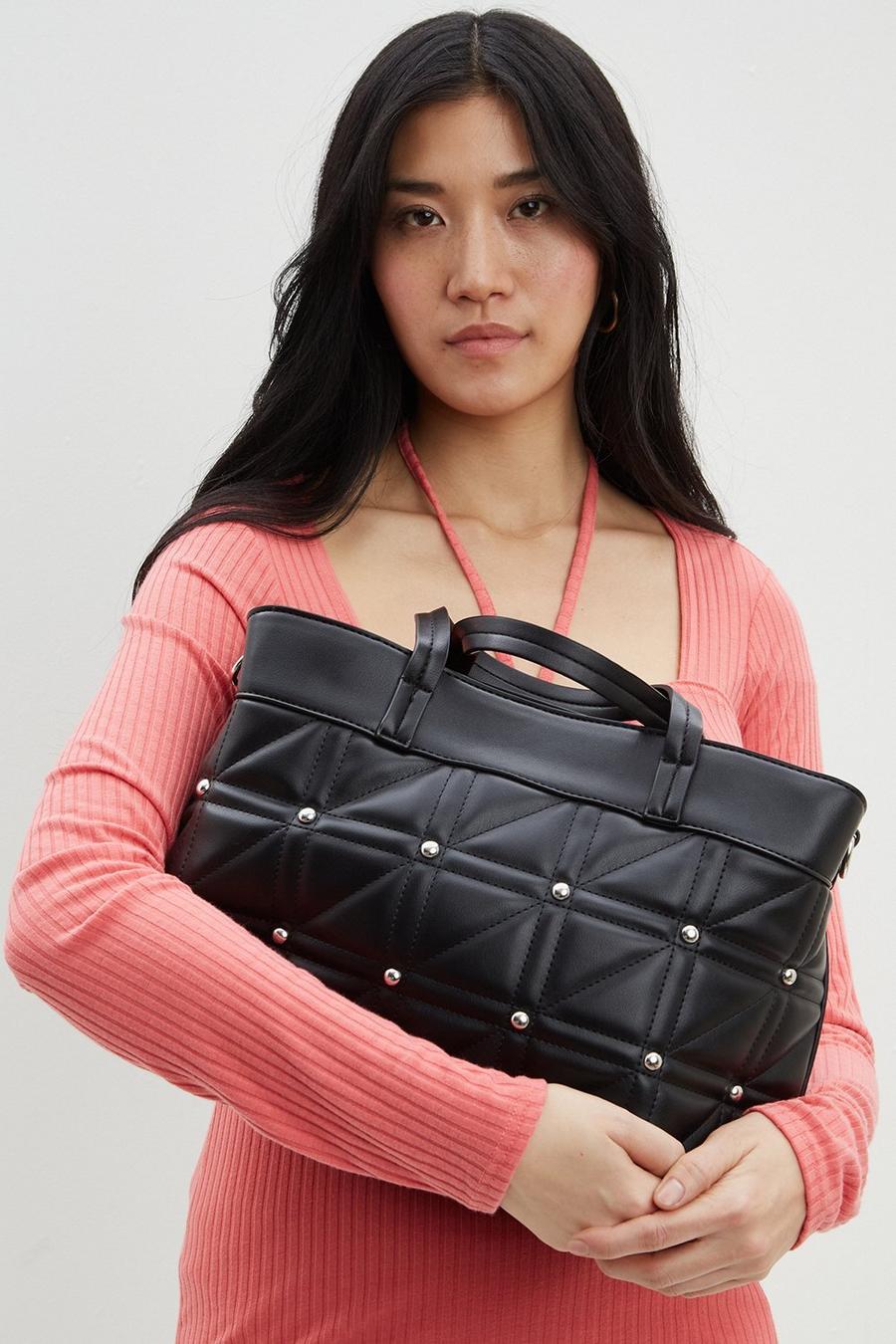 Quilted Stud Workwear Tote