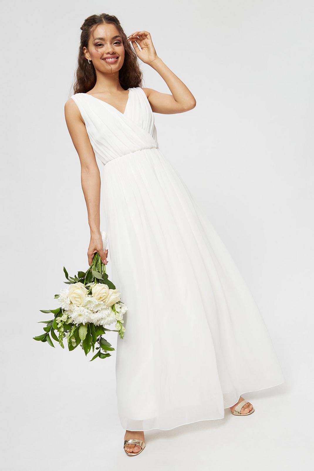 Petite White Bridesmaid Dress image number 1